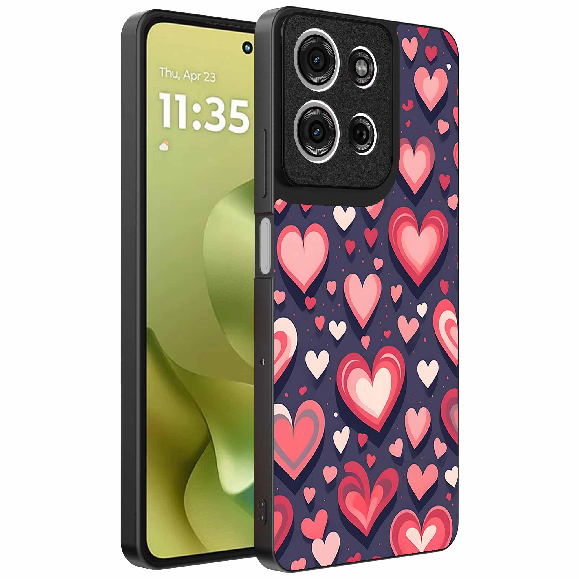 grote roze en rode hartjes opdruk_Motorola Moto G86 telefoonhoesje (1)