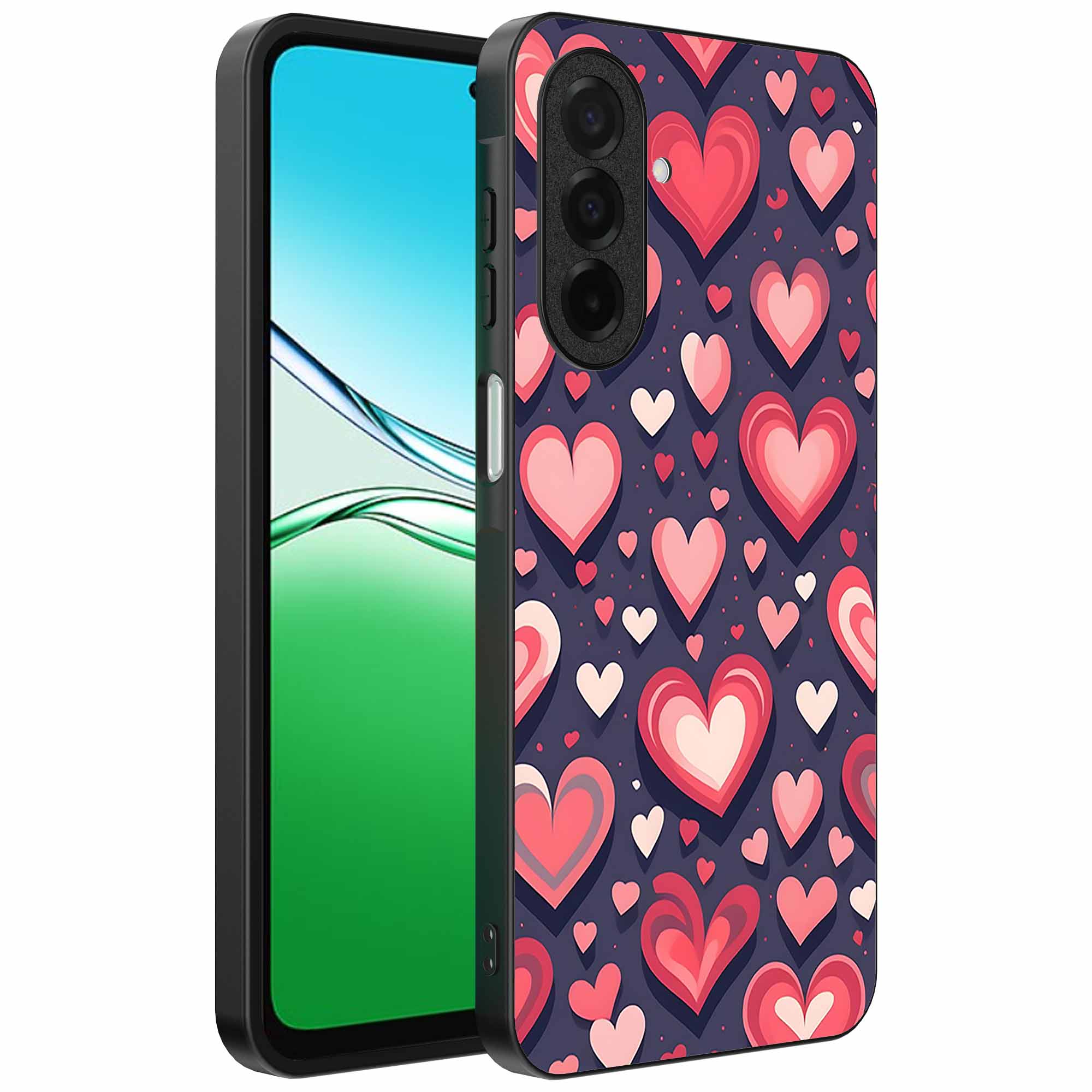 grote roze en rode hartjes opdruk_Oppo A5 telefoonhoesje (1)