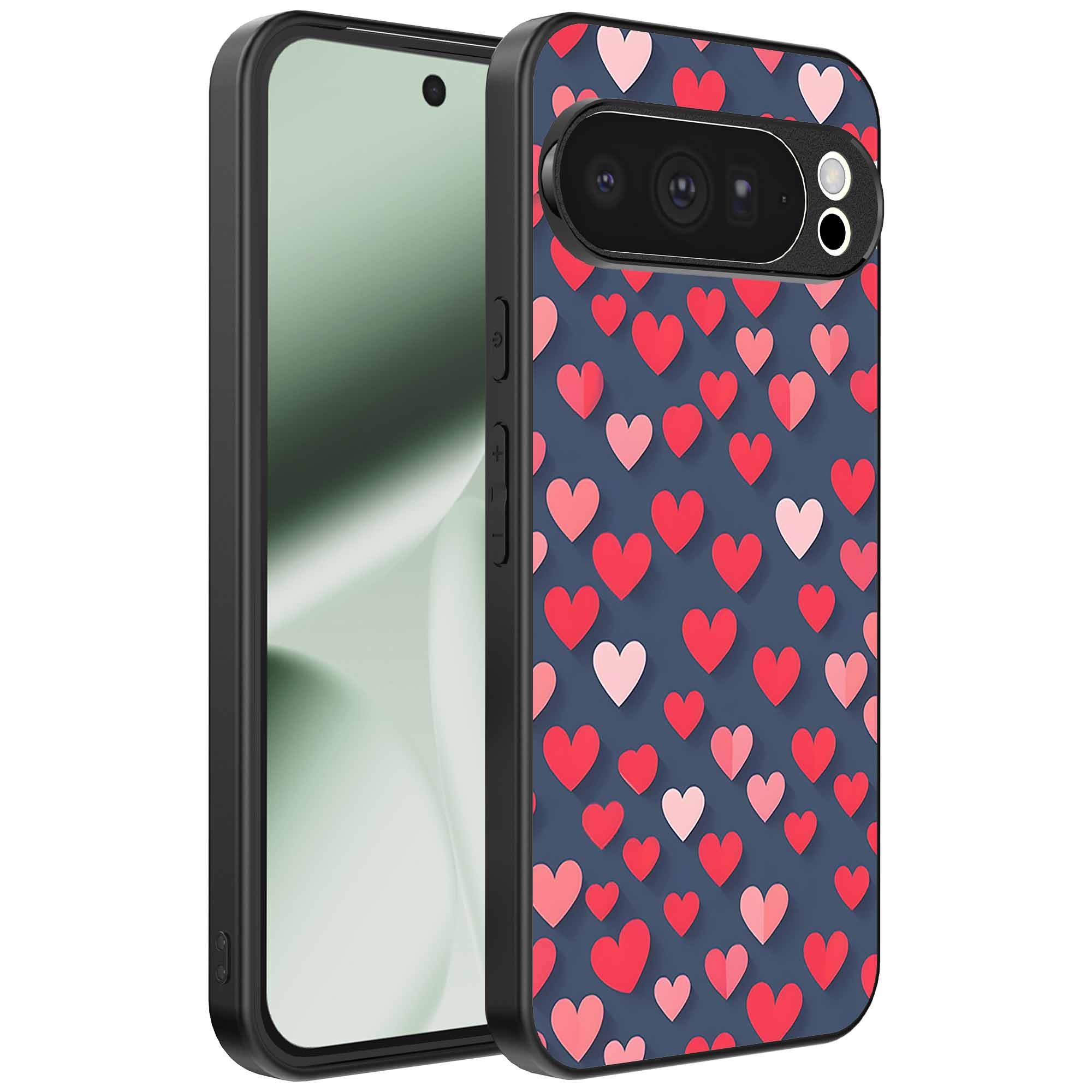 kleine roze en rode hartjes opdruk_Google Pixel 10 Pro XL telefoonhoesje (1)