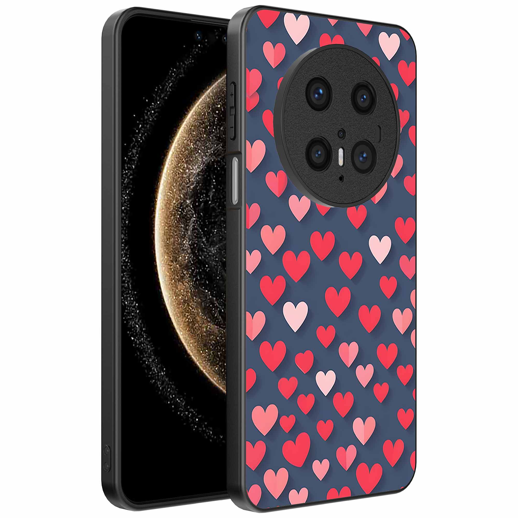 kleine roze en rode hartjes opdruk_Huawei Mate 70 telefoonhoesje (1)