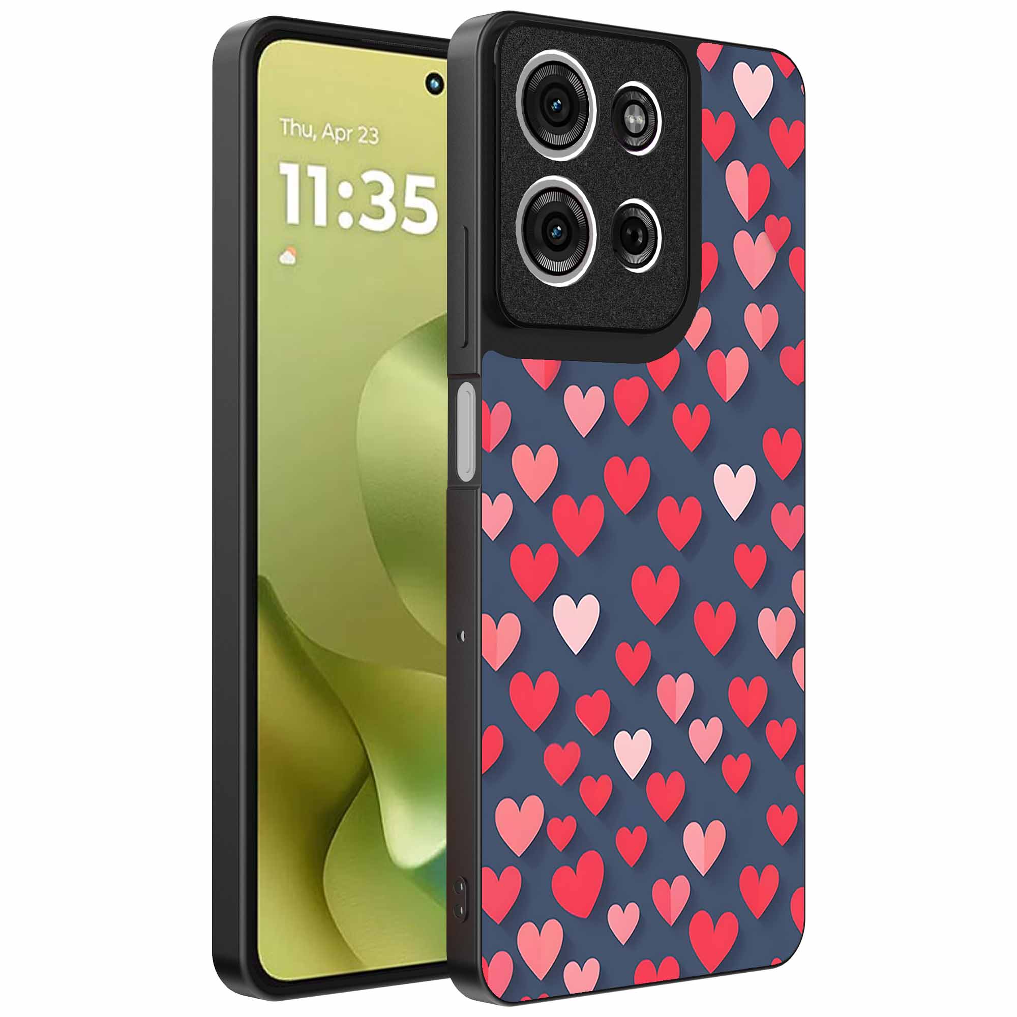 kleine roze en rode hartjes opdruk_Motorola Moto G86 telefoonhoesje (1)