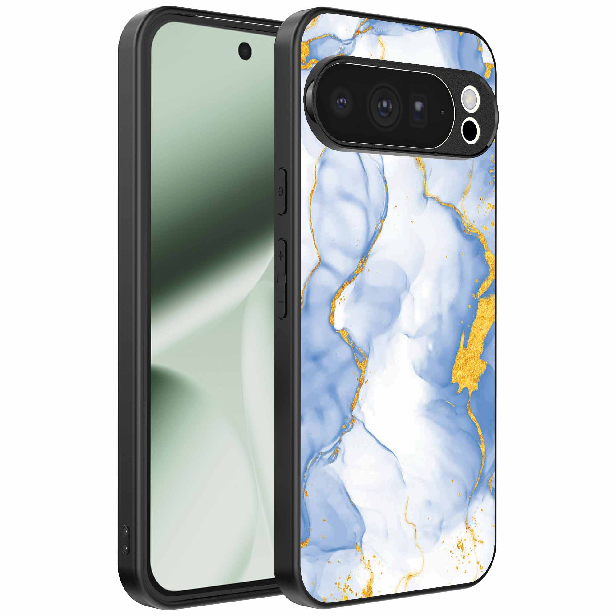 lichtblauw goud marmer opdruk_Google Pixel 10 Pro XL telefoonhoesje (1)
