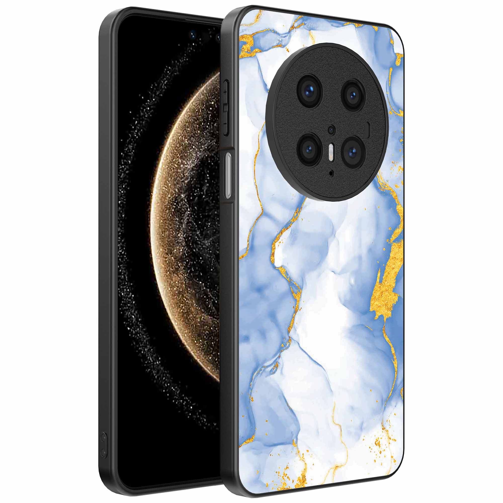 lichtblauw goud marmer opdruk_Huawei Mate 70 telefoonhoesje (1)