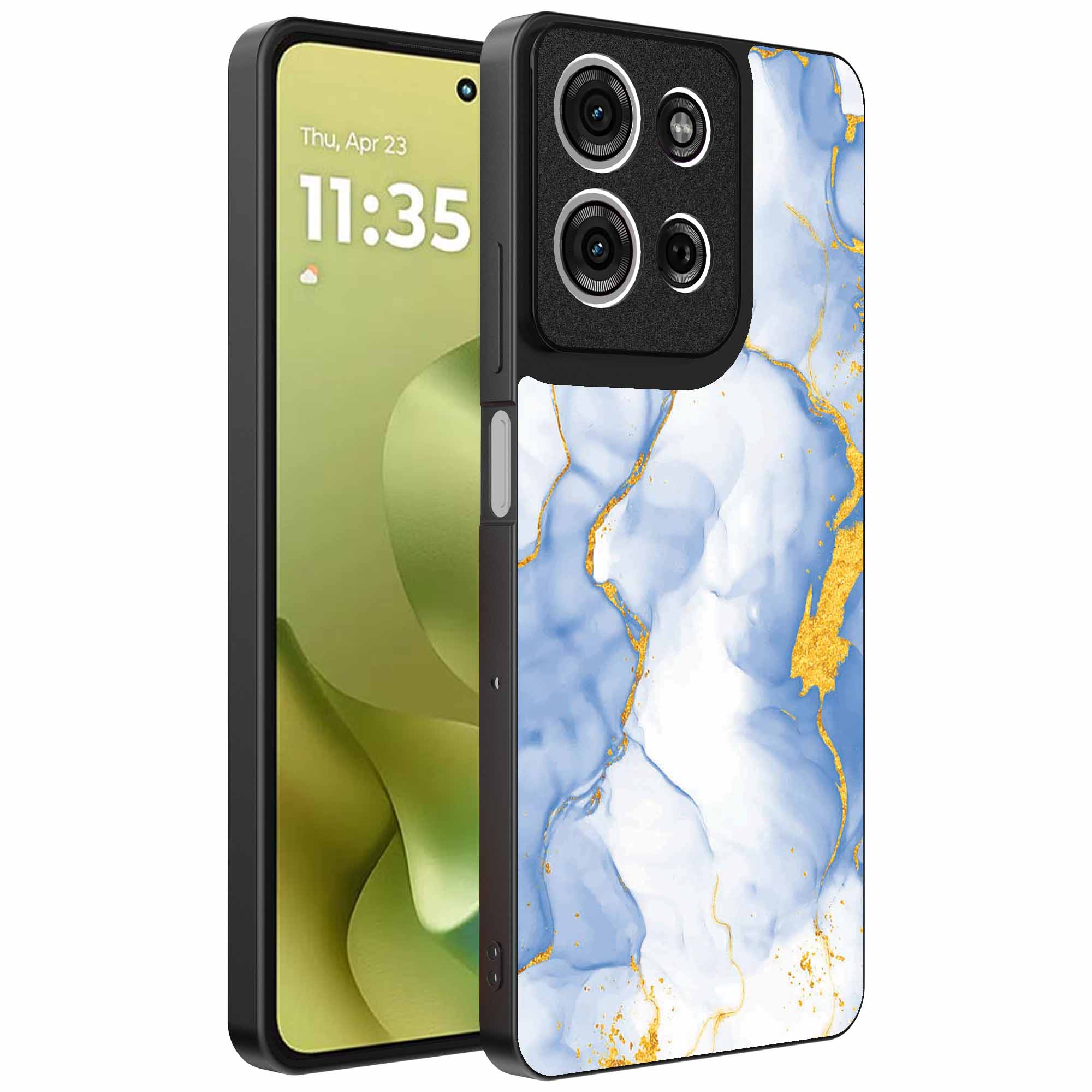 lichtblauw goud marmer opdruk_Motorola Moto G86 telefoonhoesje (1)