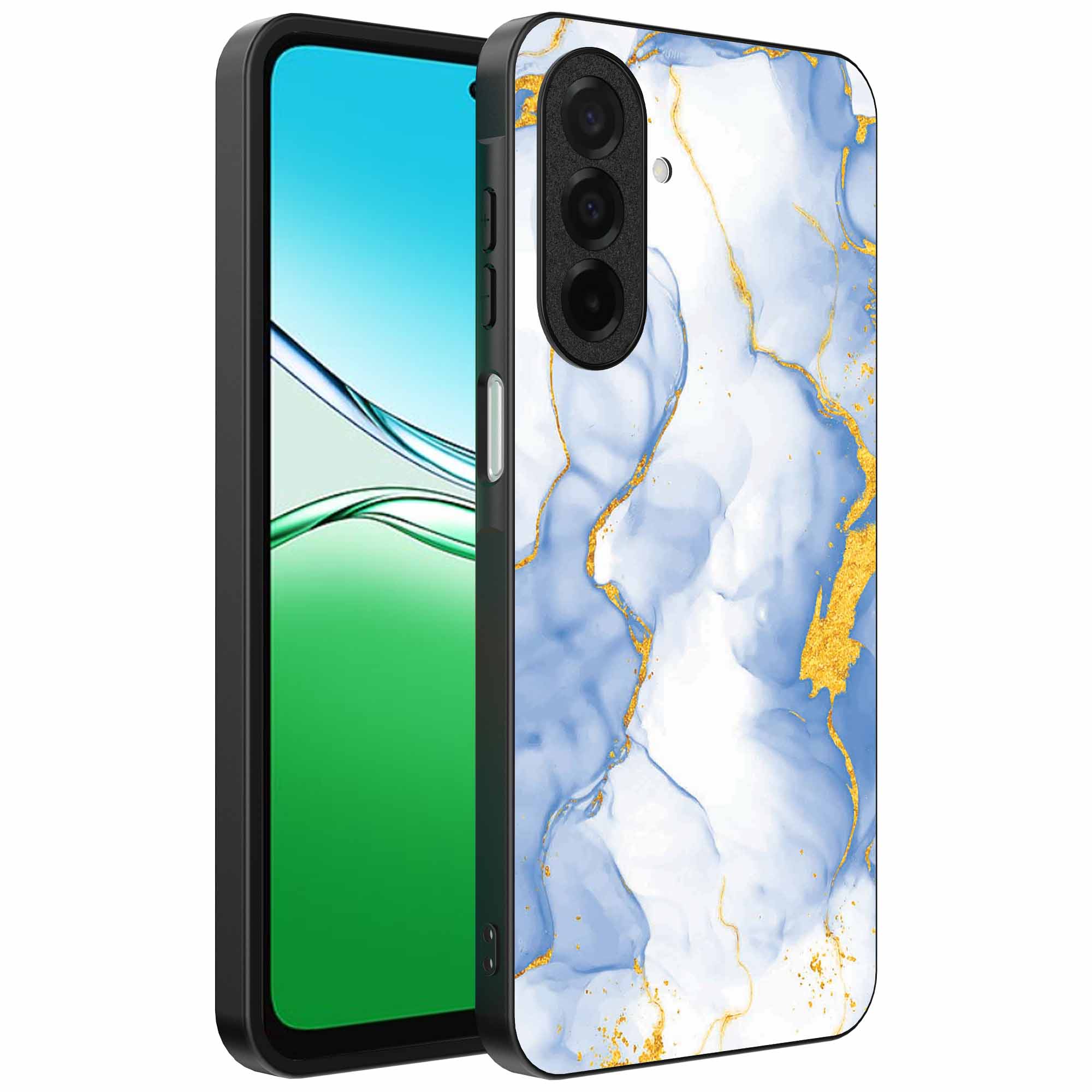 lichtblauw goud marmer opdruk_Oppo A5 telefoonhoesje (1)