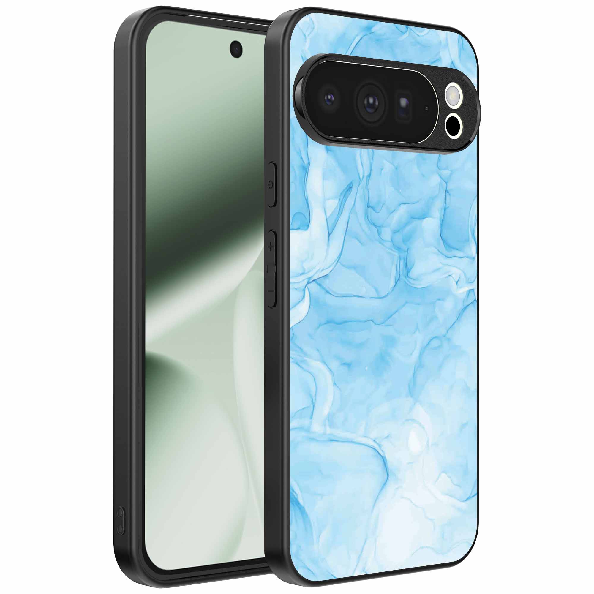 lichtblauw marmer opdruk_Google Pixel 10 Pro XL telefoonhoesje (1)