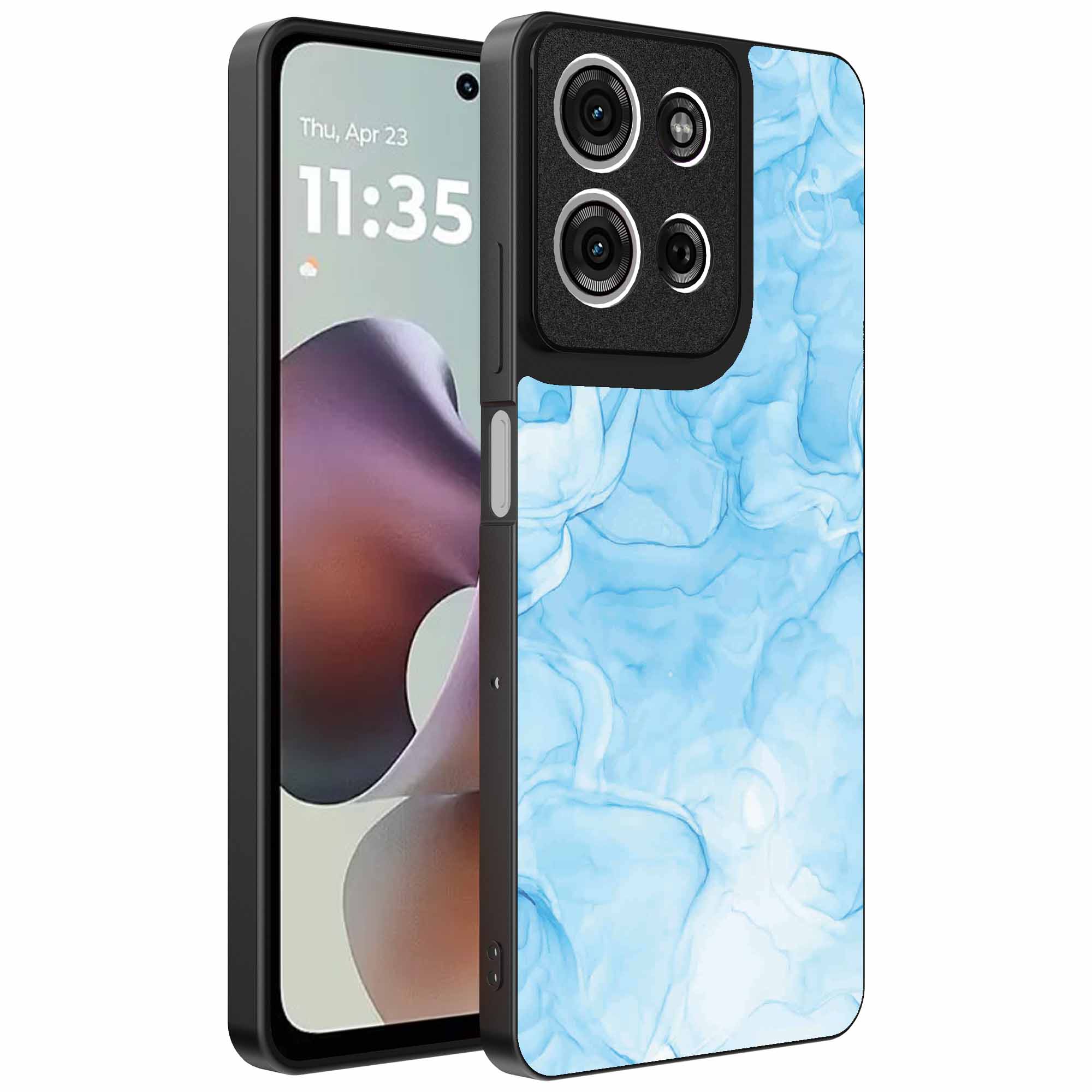 lichtblauw marmer opdruk_Motorola Moto G56 telefoonhoesje (1)