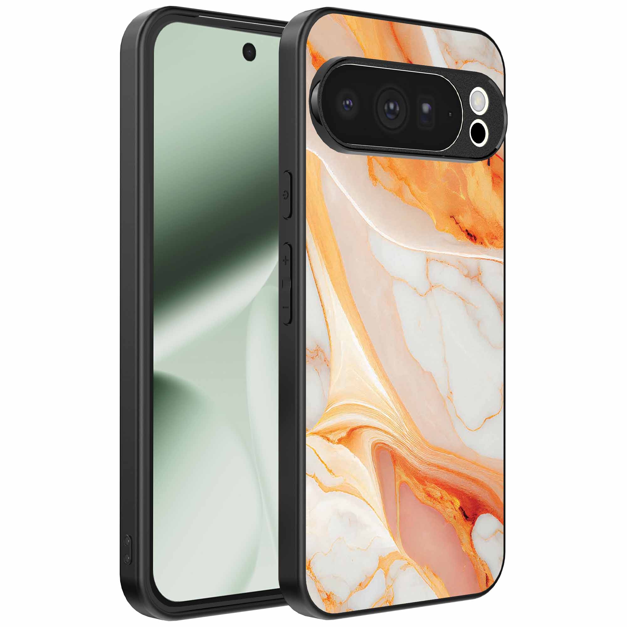 oranje marmer opdruk_Google Pixel 10 Pro XL telefoonhoesje (1)