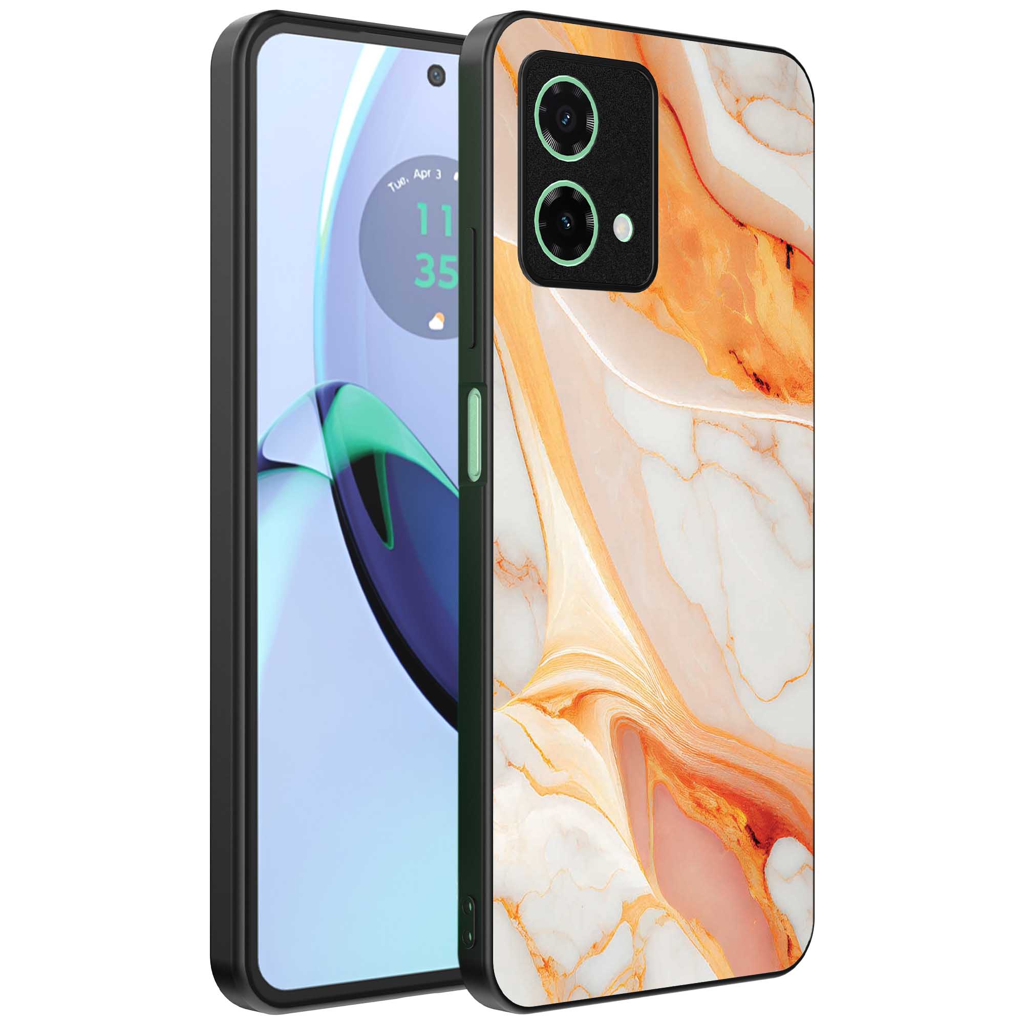 oranje marmer opdruk_Motorola Moto G84 telefoonhoesje (1)