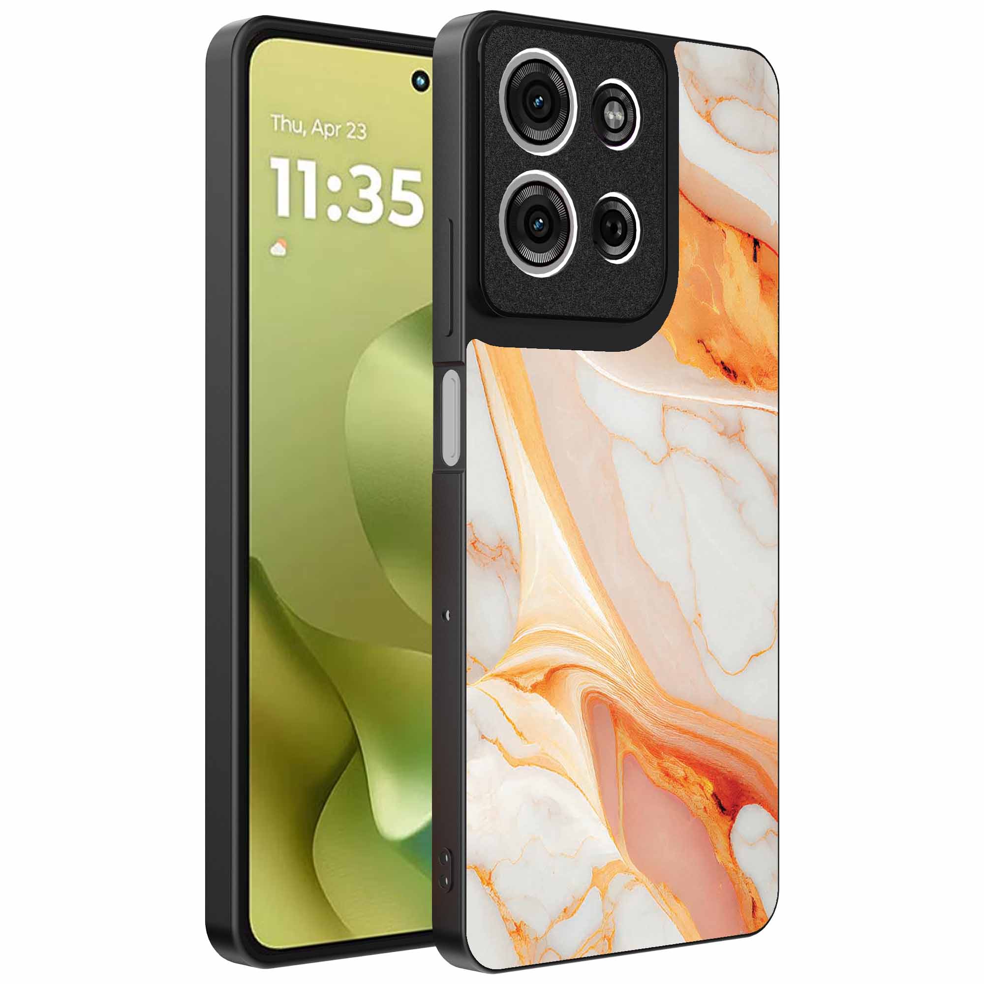 oranje marmer opdruk_Motorola Moto G86 telefoonhoesje (1)