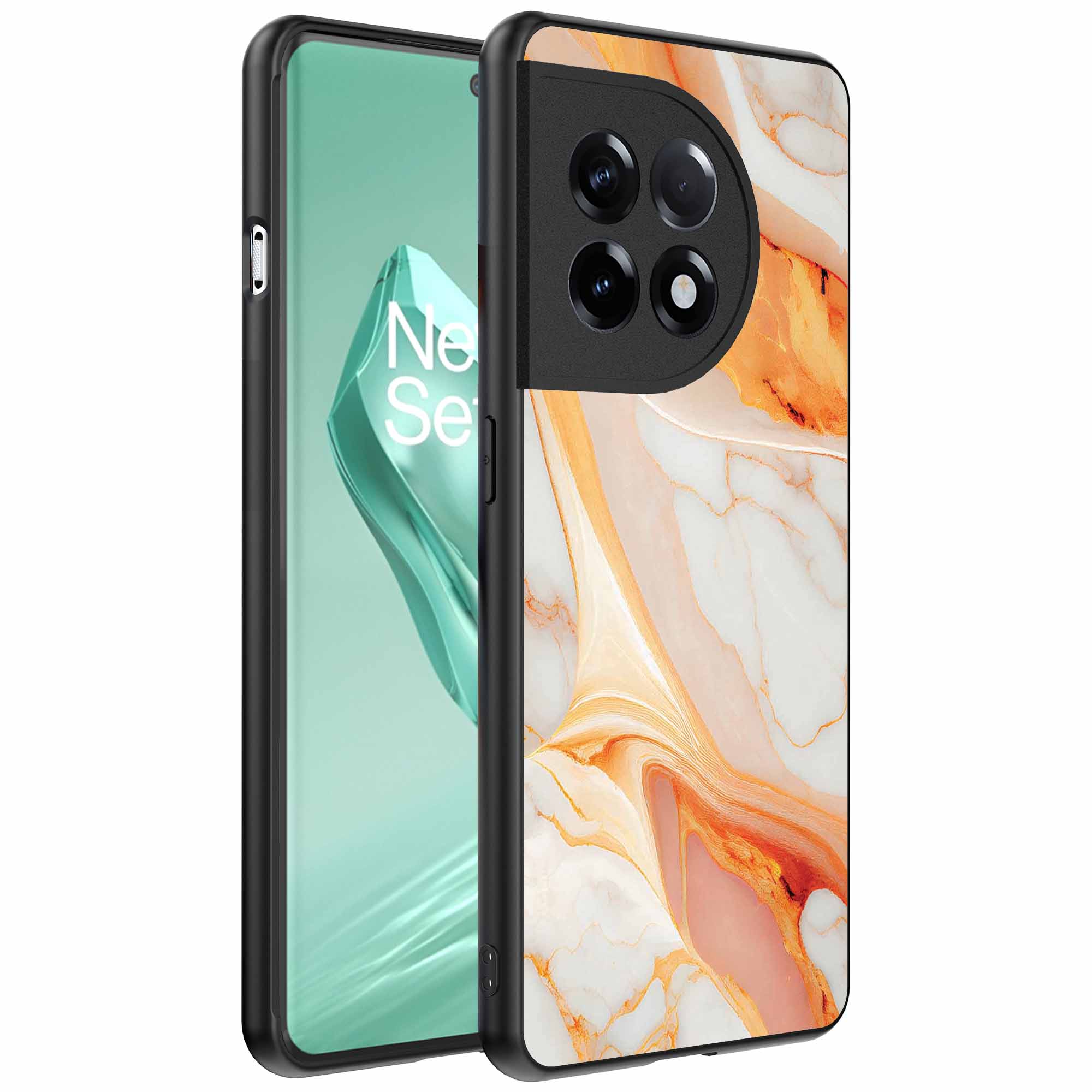 oranje marmer opdruk_OnePlus 12R Telefoonhoesje (1)