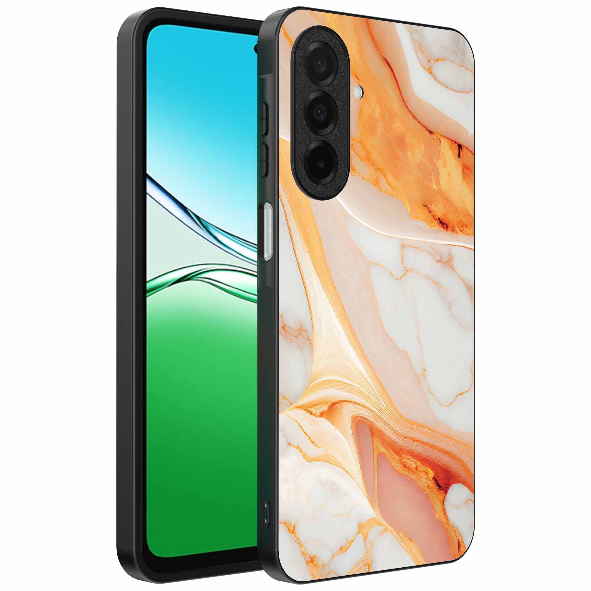 oranje marmer opdruk_Oppo A5 telefoonhoesje (1)