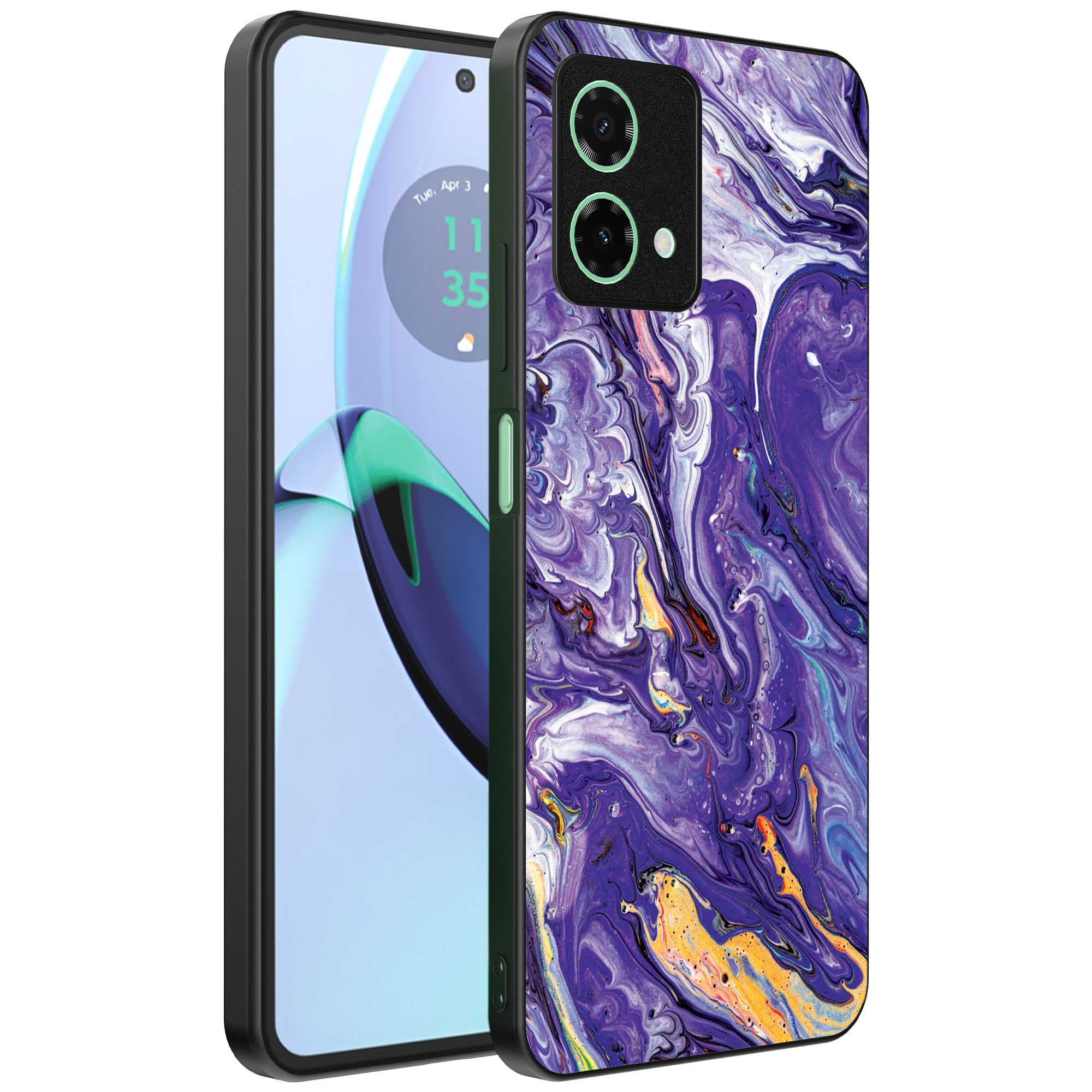 paars goud marmer opdruk_Motorola Moto G84 telefoonhoesje (1)