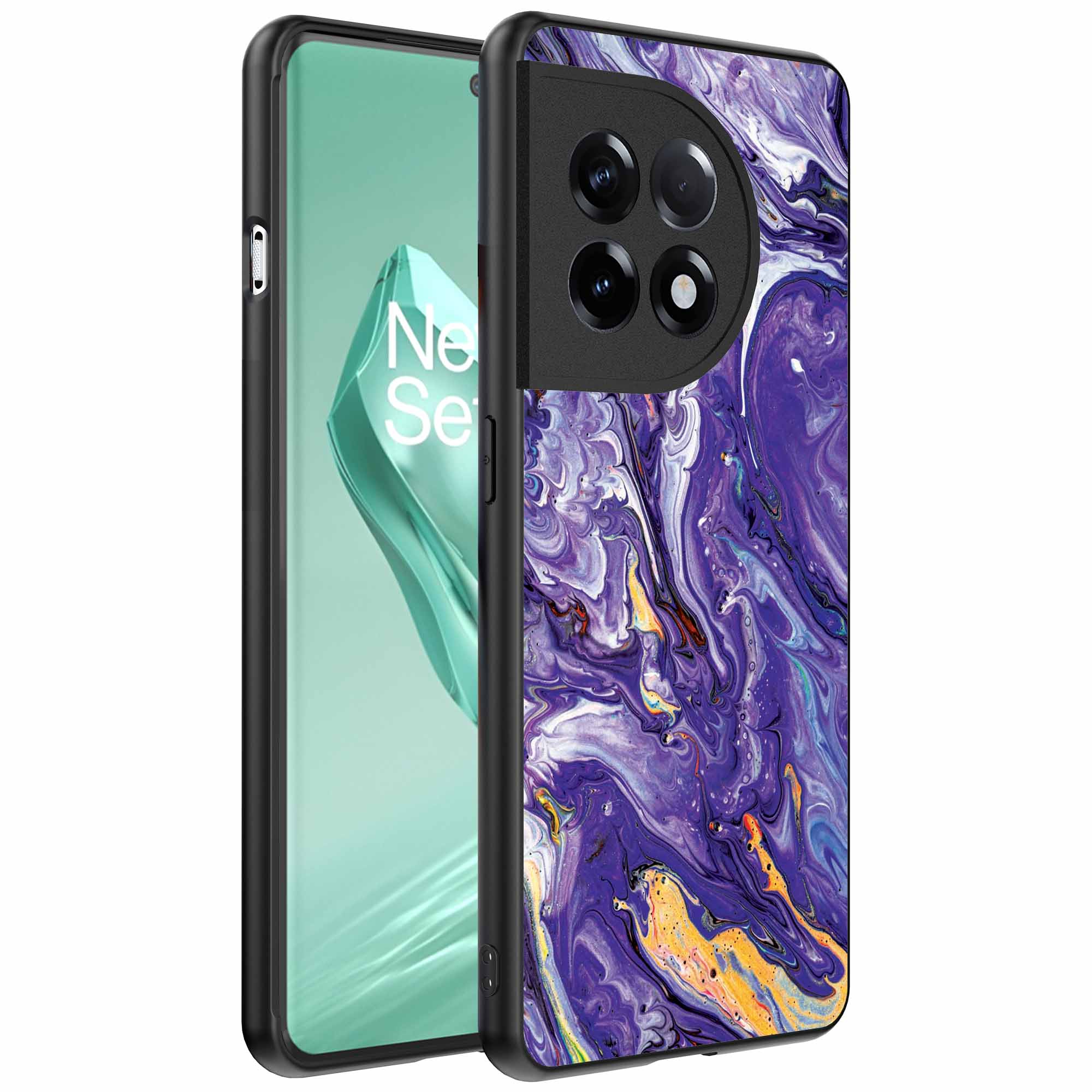 paars goud marmer opdruk_OnePlus 12R Telefoonhoesje (1)