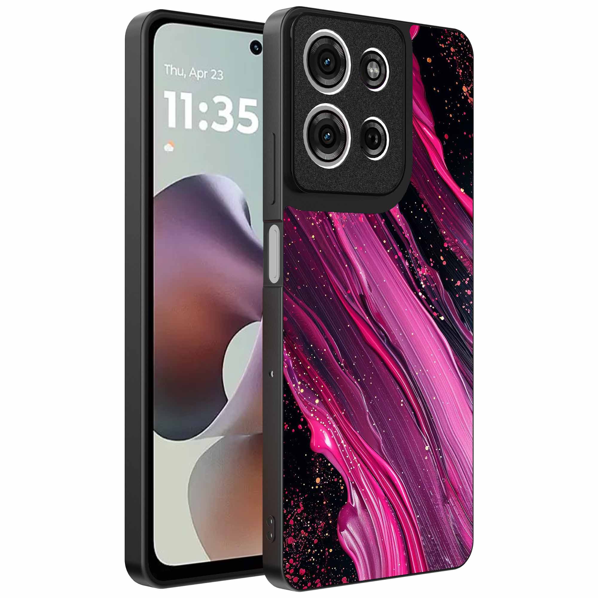 paars roze marmer opdruk_Motorola Moto G56 telefoonhoesje (1)