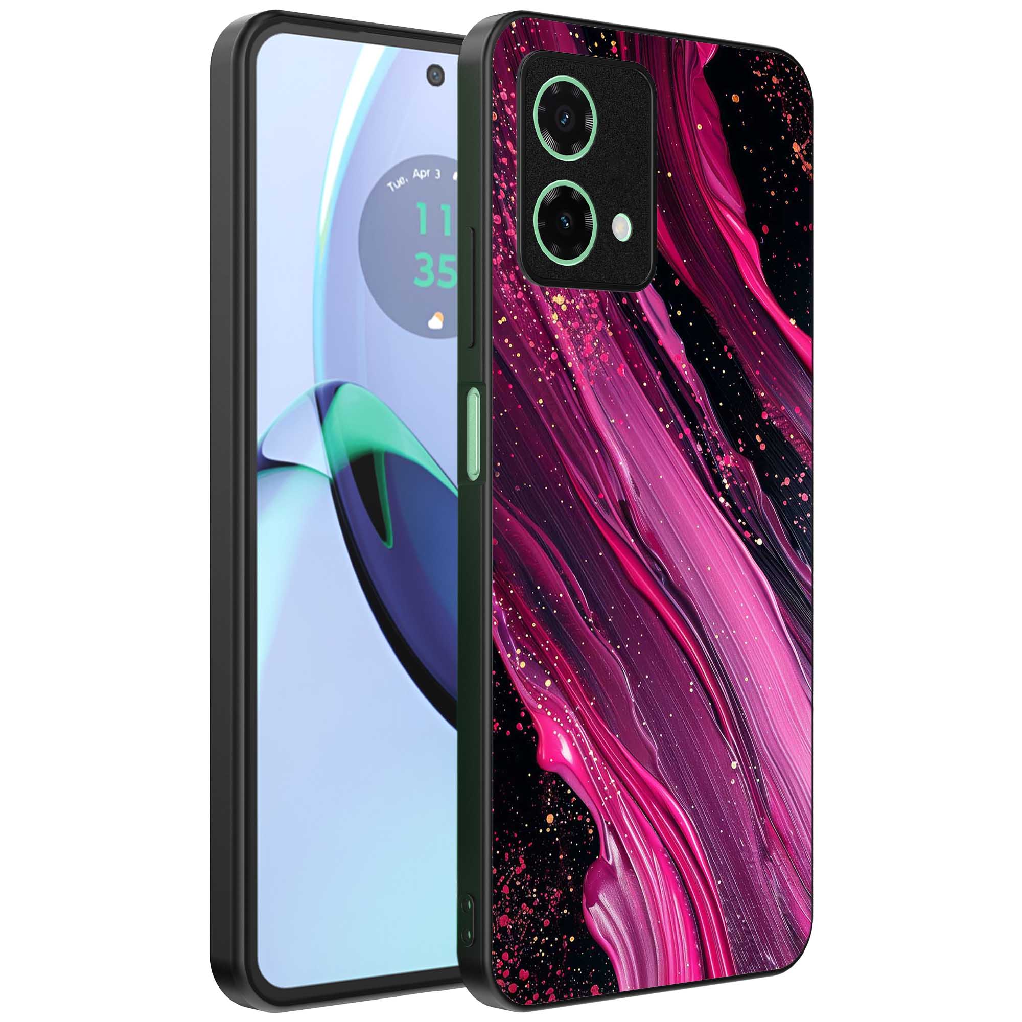 paars roze marmer opdruk_Motorola Moto G84 telefoonhoesje (1)