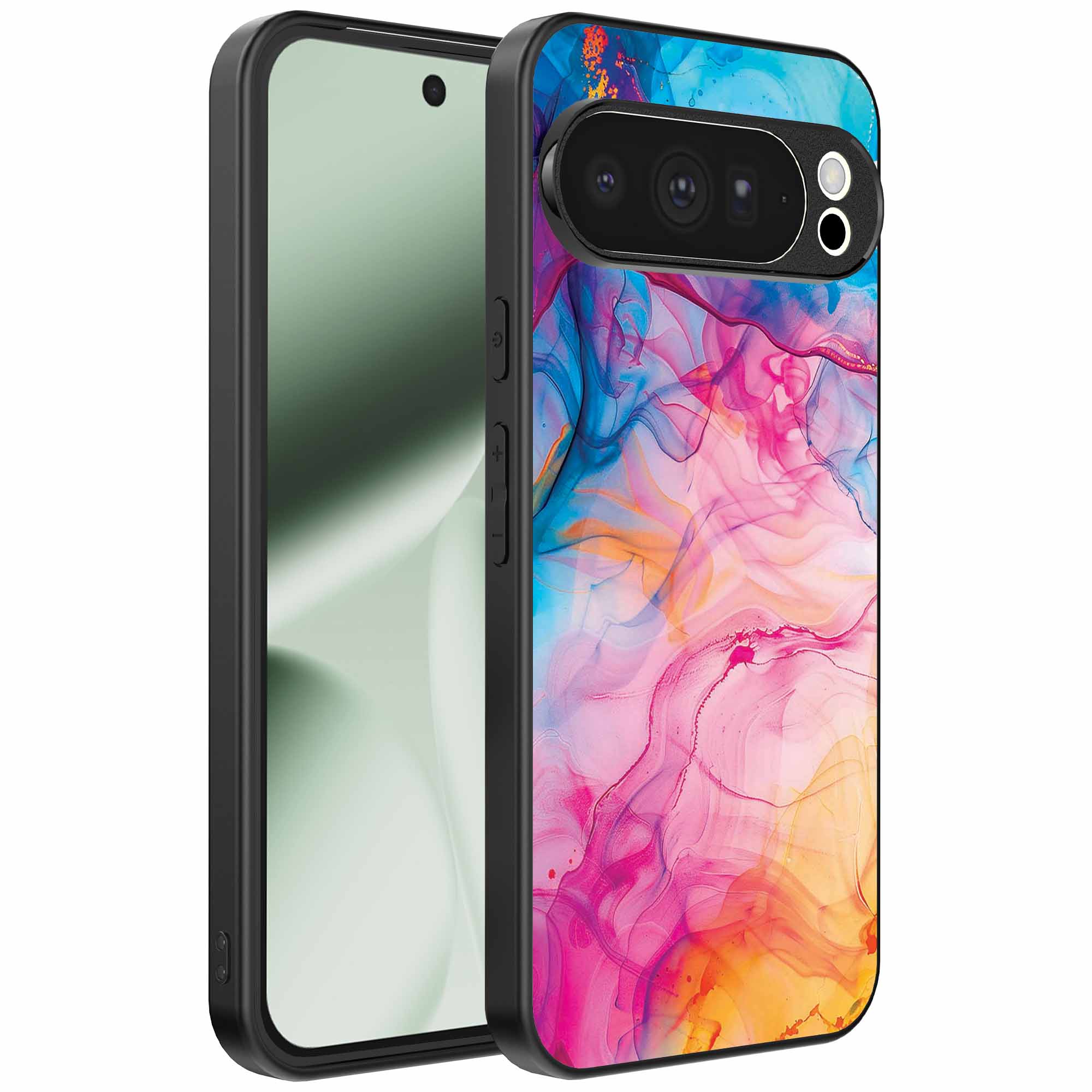 regenboog acryl marmer opdruk_Google Pixel 10 Pro XL telefoonhoesje (1)