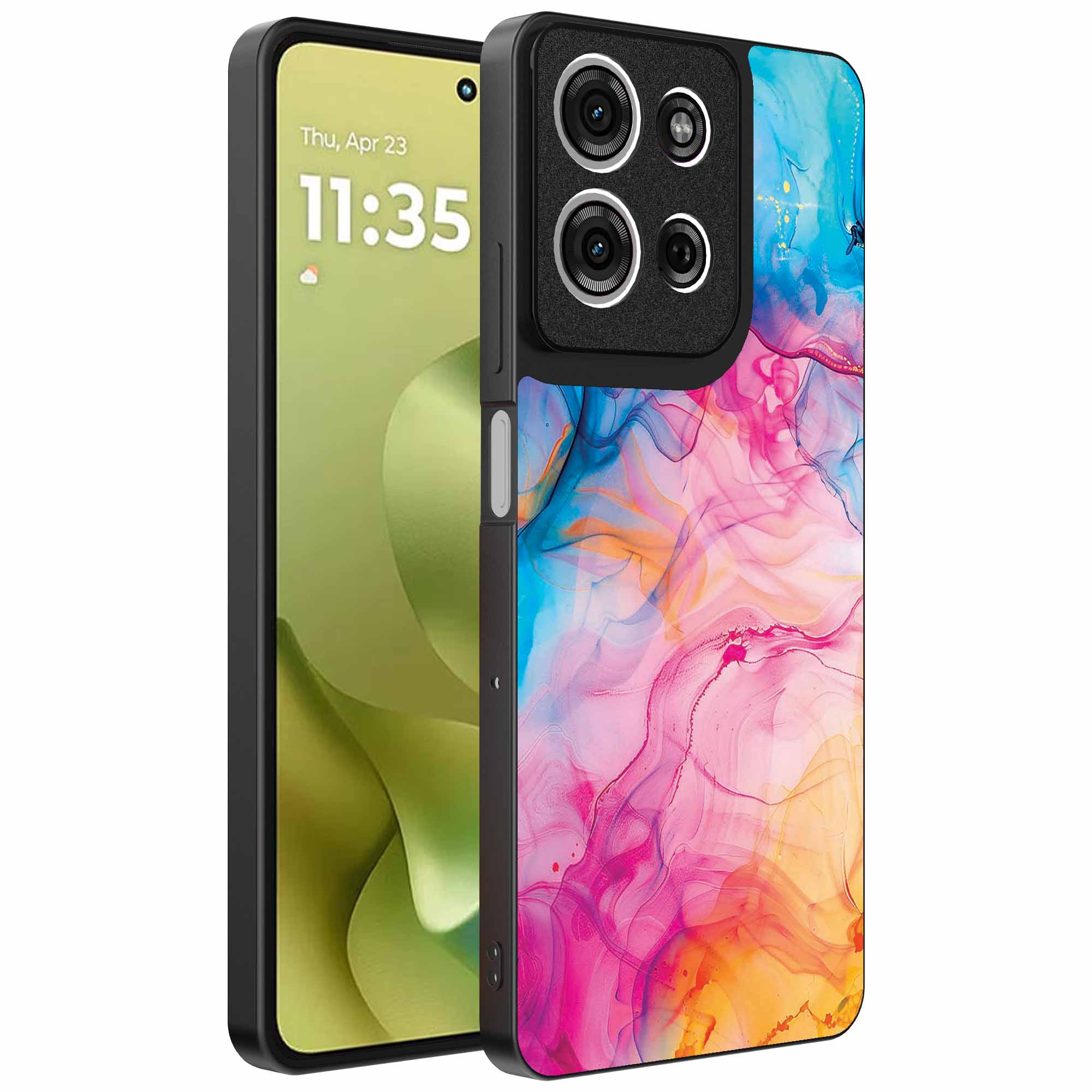 regenboog acryl marmer opdruk_Motorola Moto G86 telefoonhoesje (1)