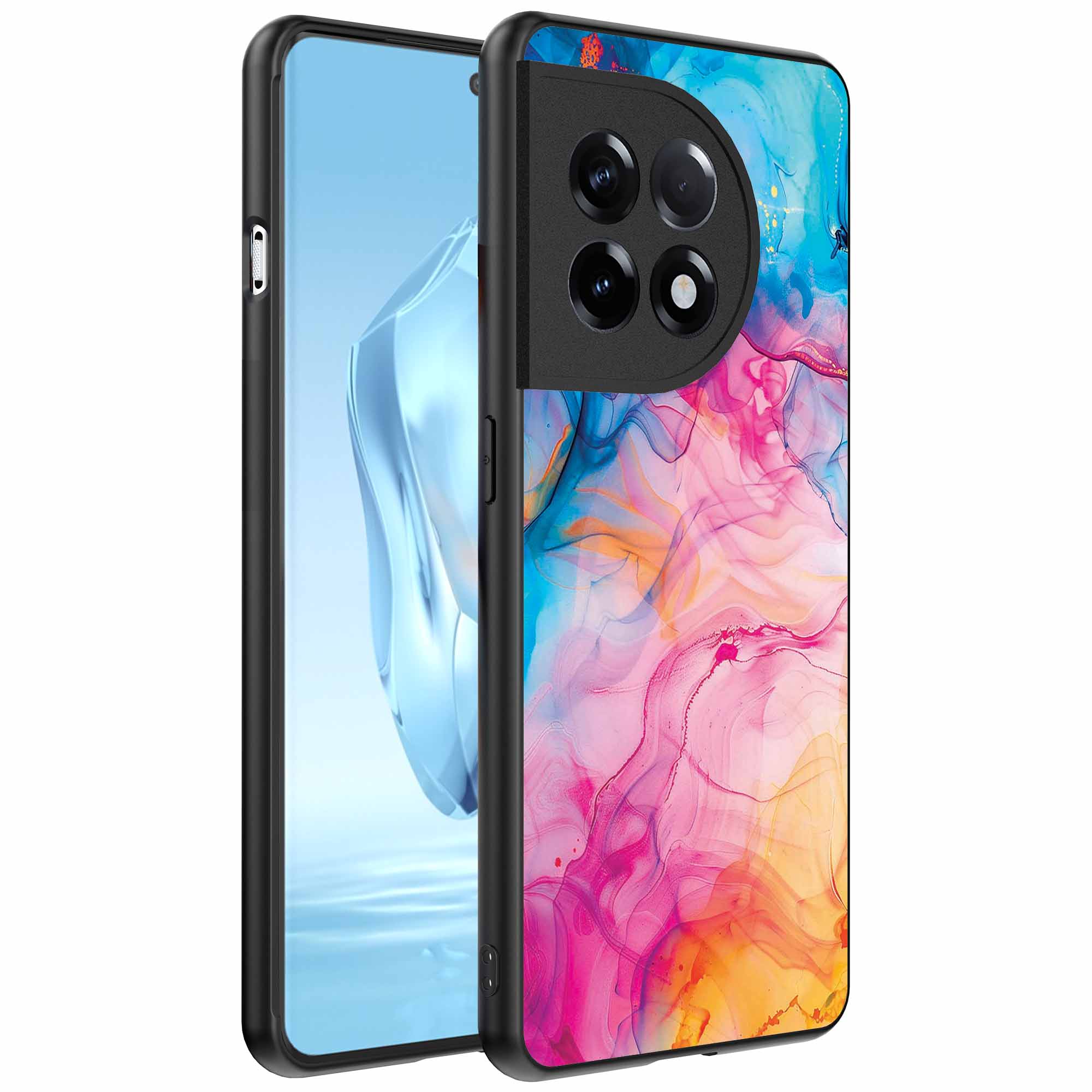 regenboog acryl marmer opdruk_OnePlus 12 Telefoonhoesje (1)