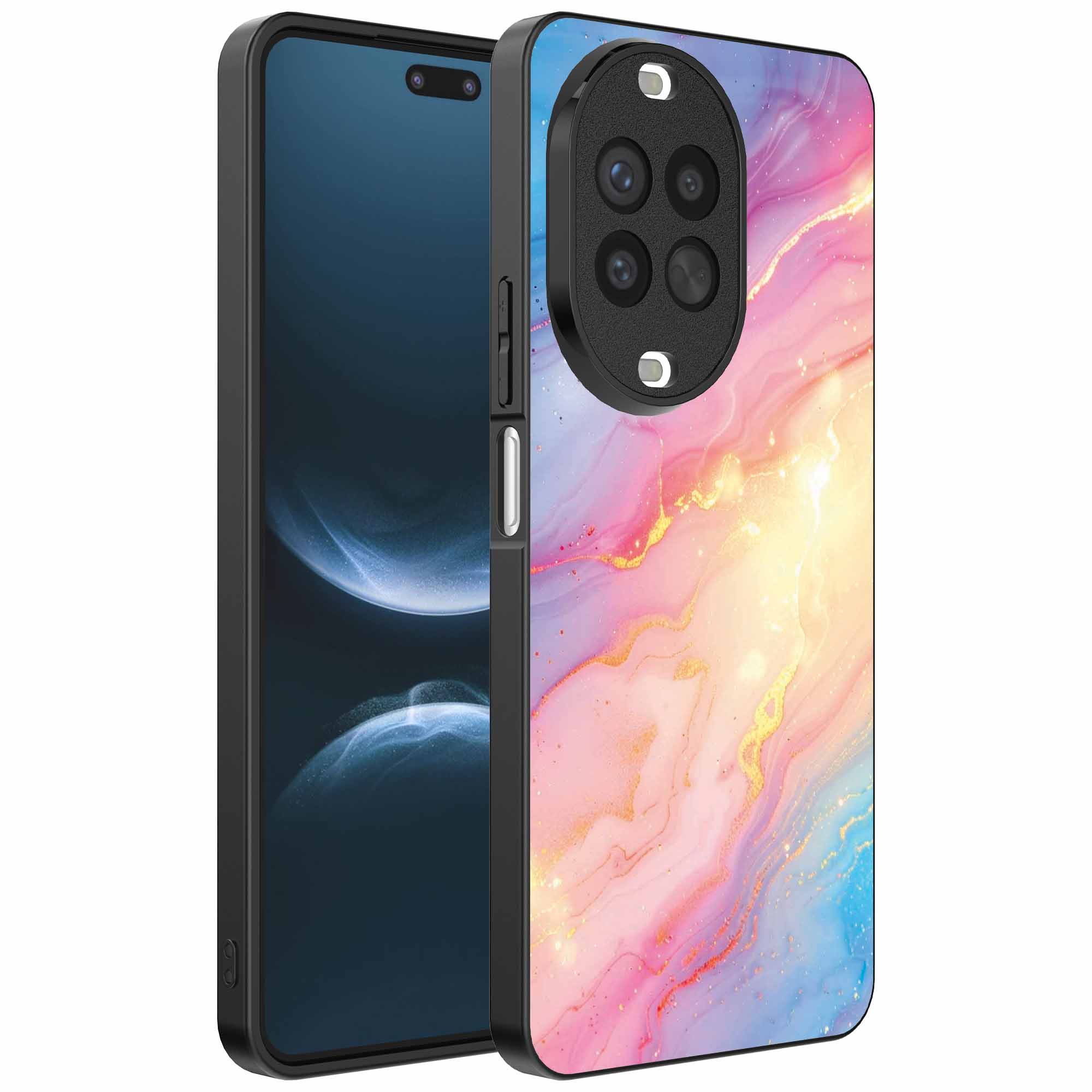 regenboog glitter marmer opdruk_Huawei Nova 14 Pro telefoonhoesje (1)