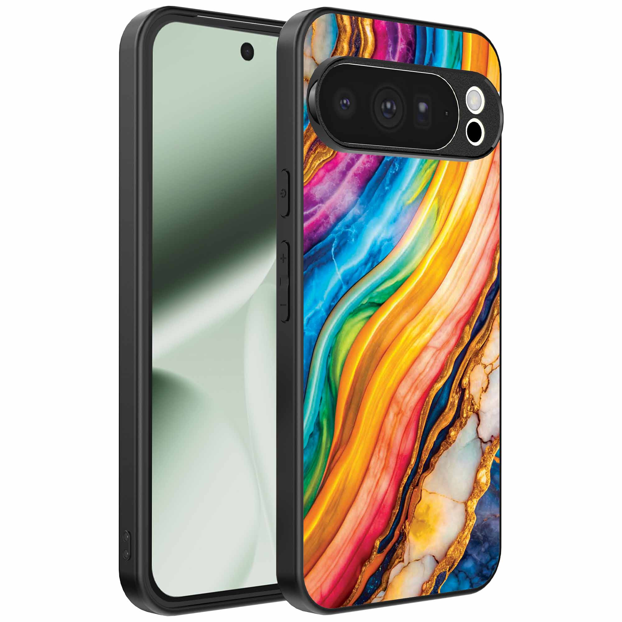regenboog goud marmer opdruk_Google Pixel 10 Pro XL telefoonhoesje (1)