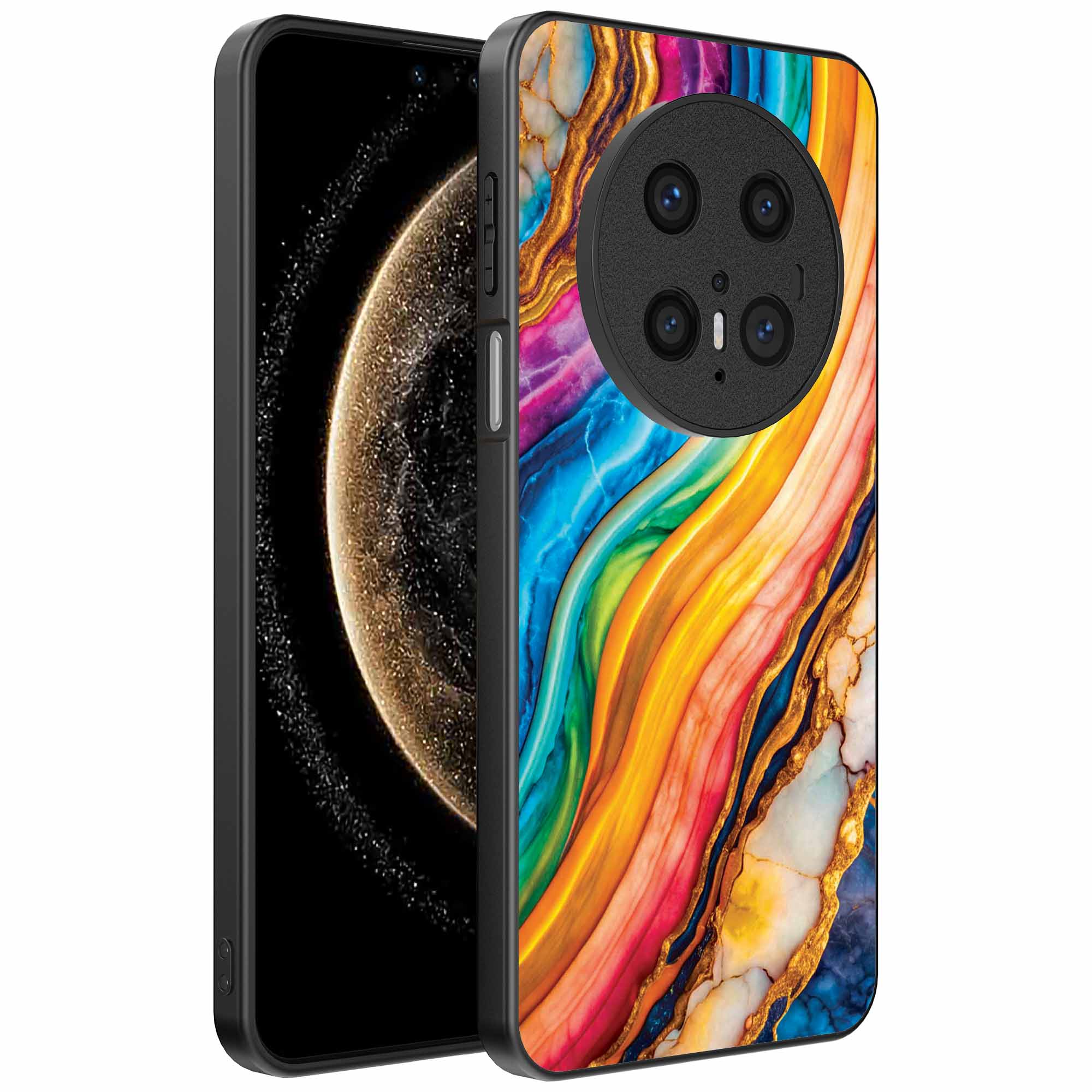 regenboog goud marmer opdruk_Huawei Mate 70 telefoonhoesje (1)