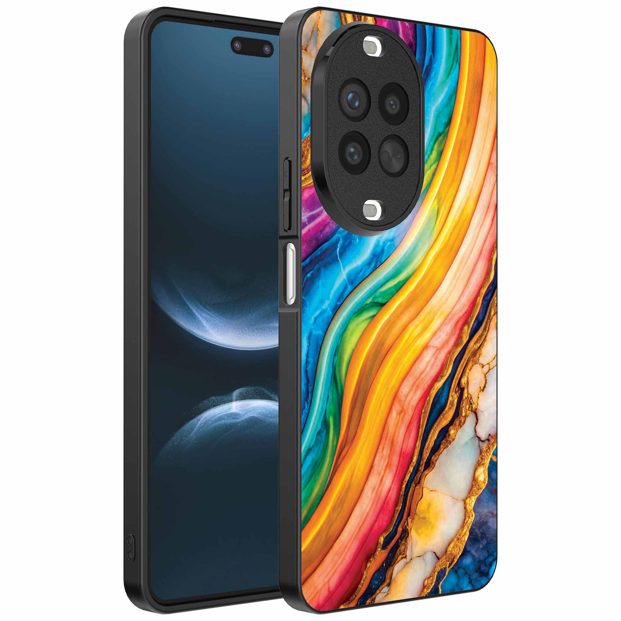 regenboog goud marmer opdruk_Huawei Nova 14 Pro telefoonhoesje (1)