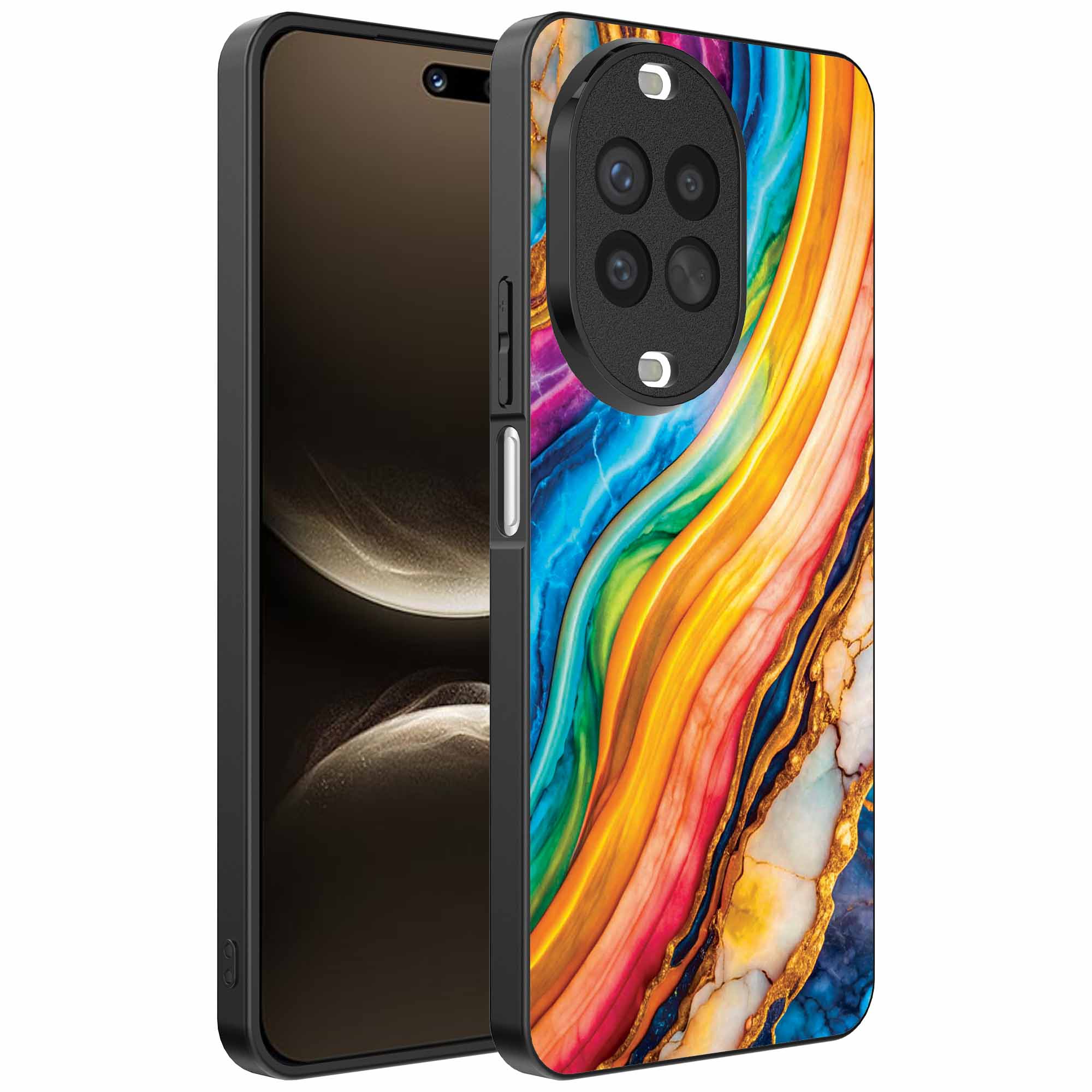 regenboog goud marmer opdruk_Huawei Nova 14 Ultra telefoonhoesje (1)