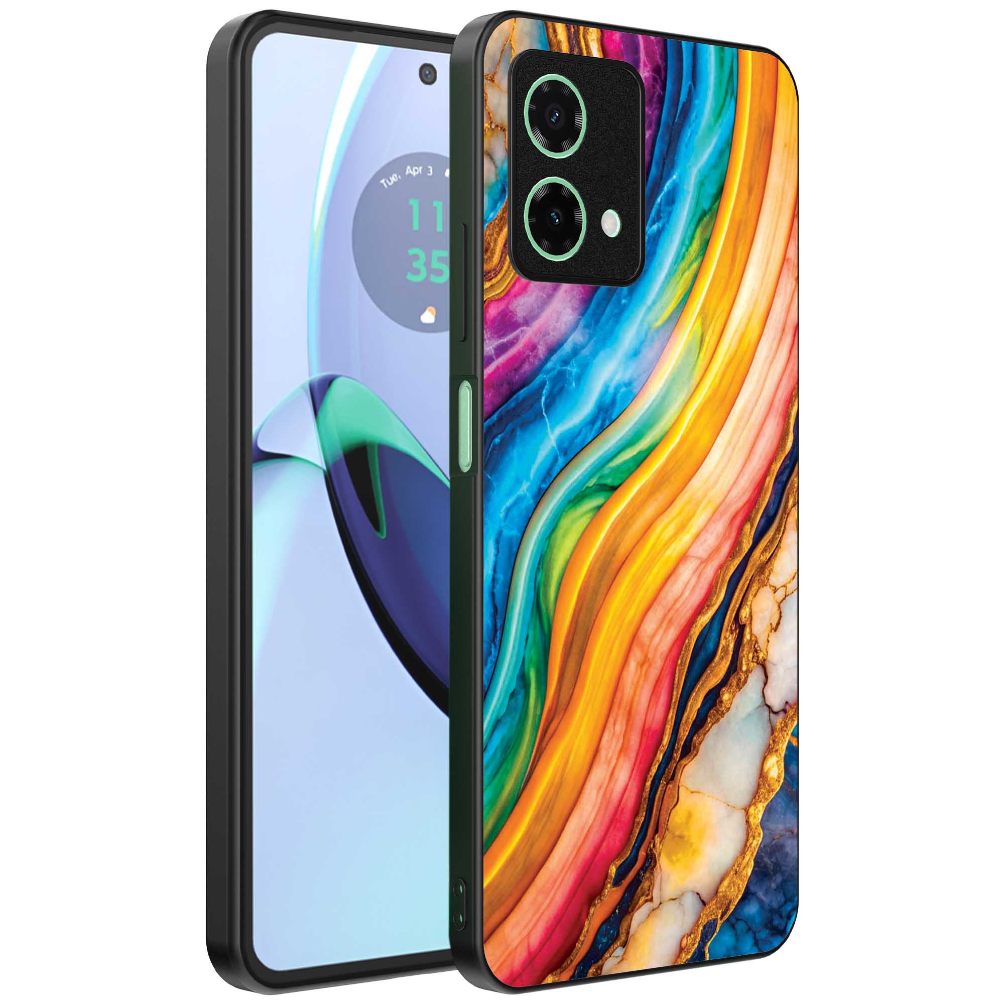 regenboog goud marmer opdruk_Motorola Moto G84 telefoonhoesje (1)