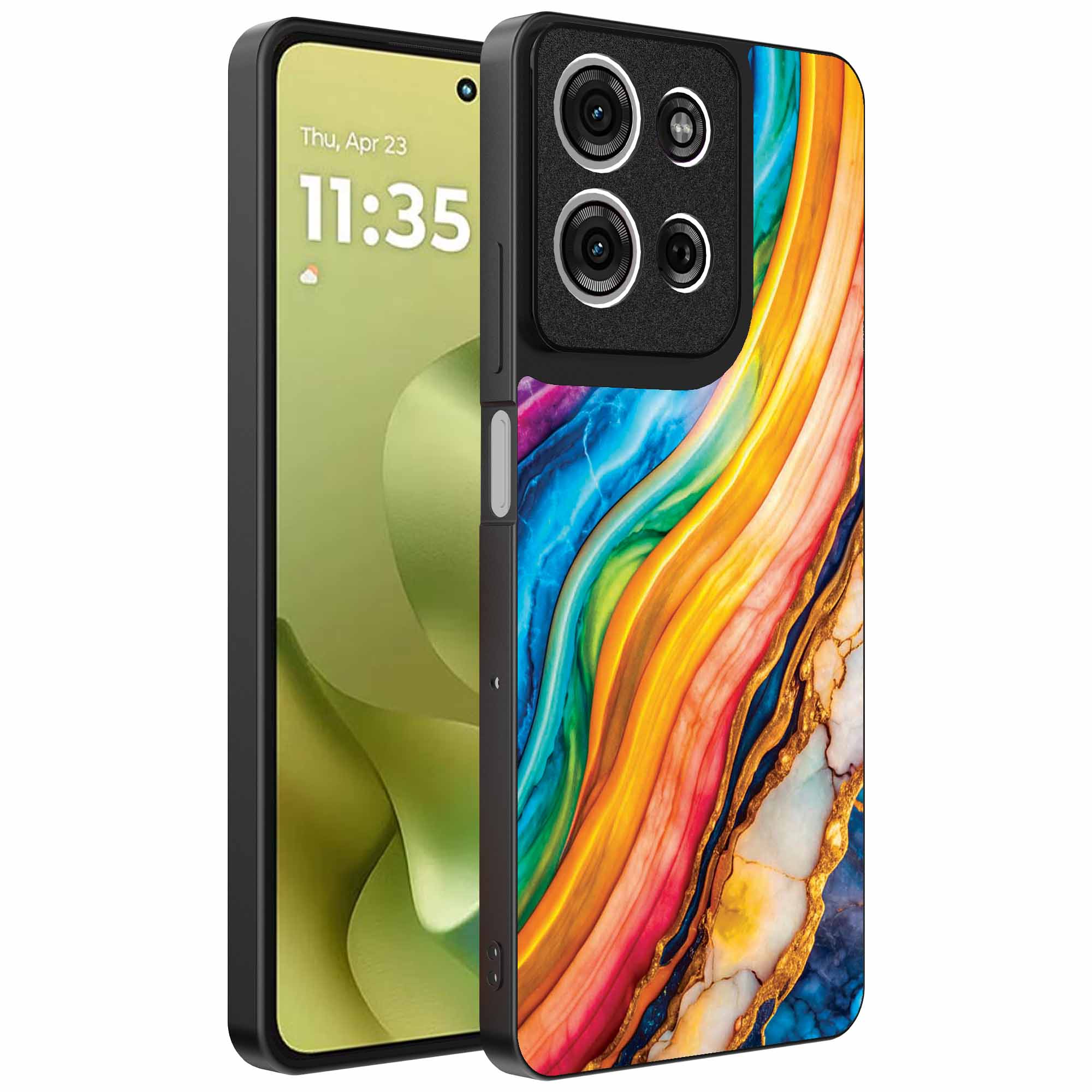 regenboog goud marmer opdruk_Motorola Moto G86 telefoonhoesje (1)