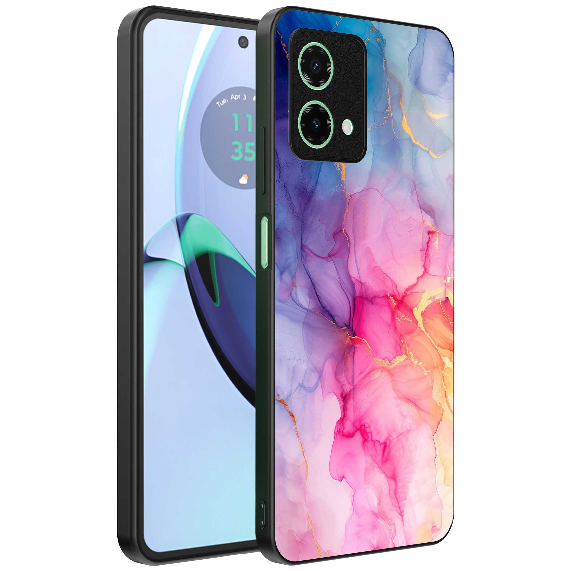 regenboog marmer opdruk_Motorola Moto G84 telefoonhoesje (1)