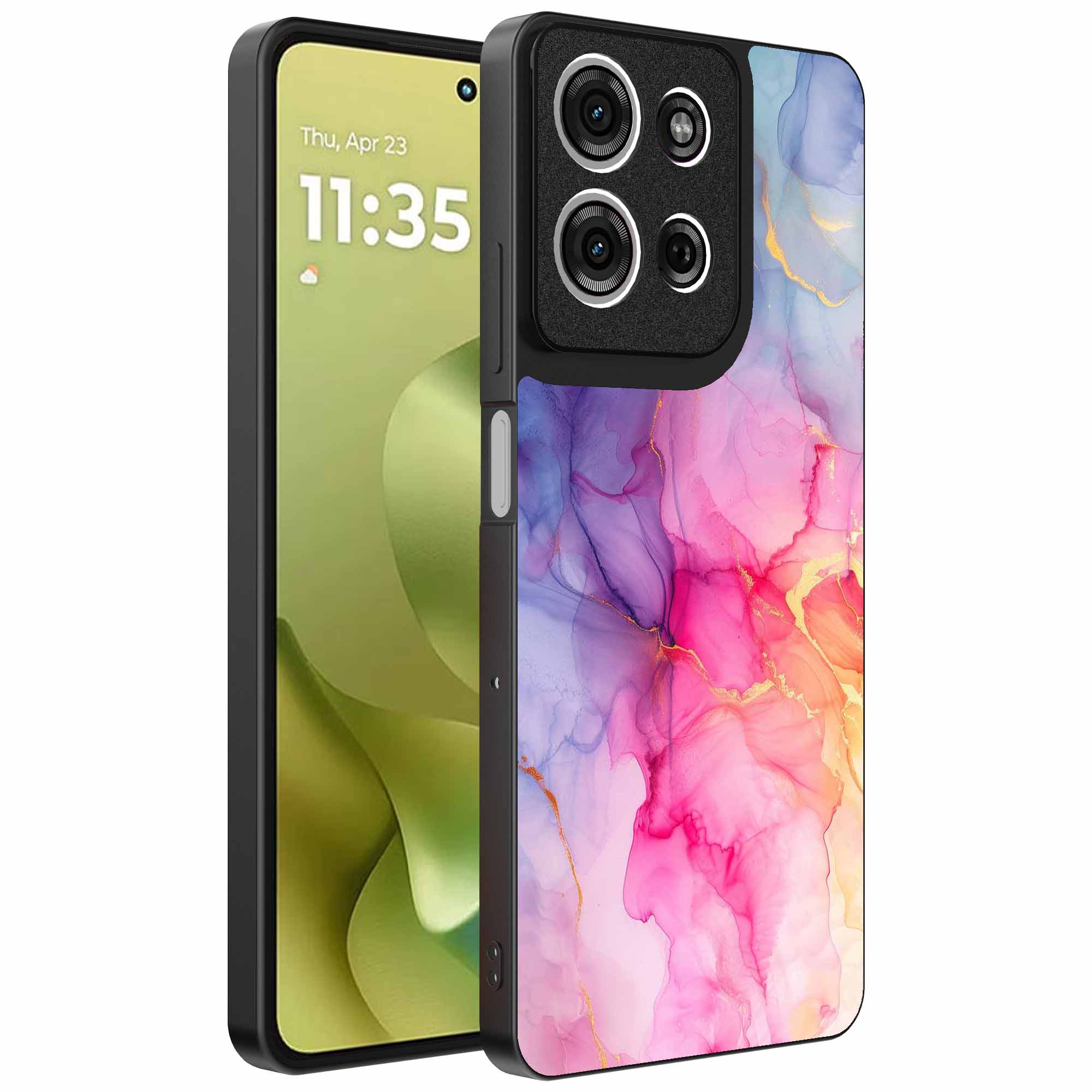 regenboog marmer opdruk_Motorola Moto G86 telefoonhoesje (1)