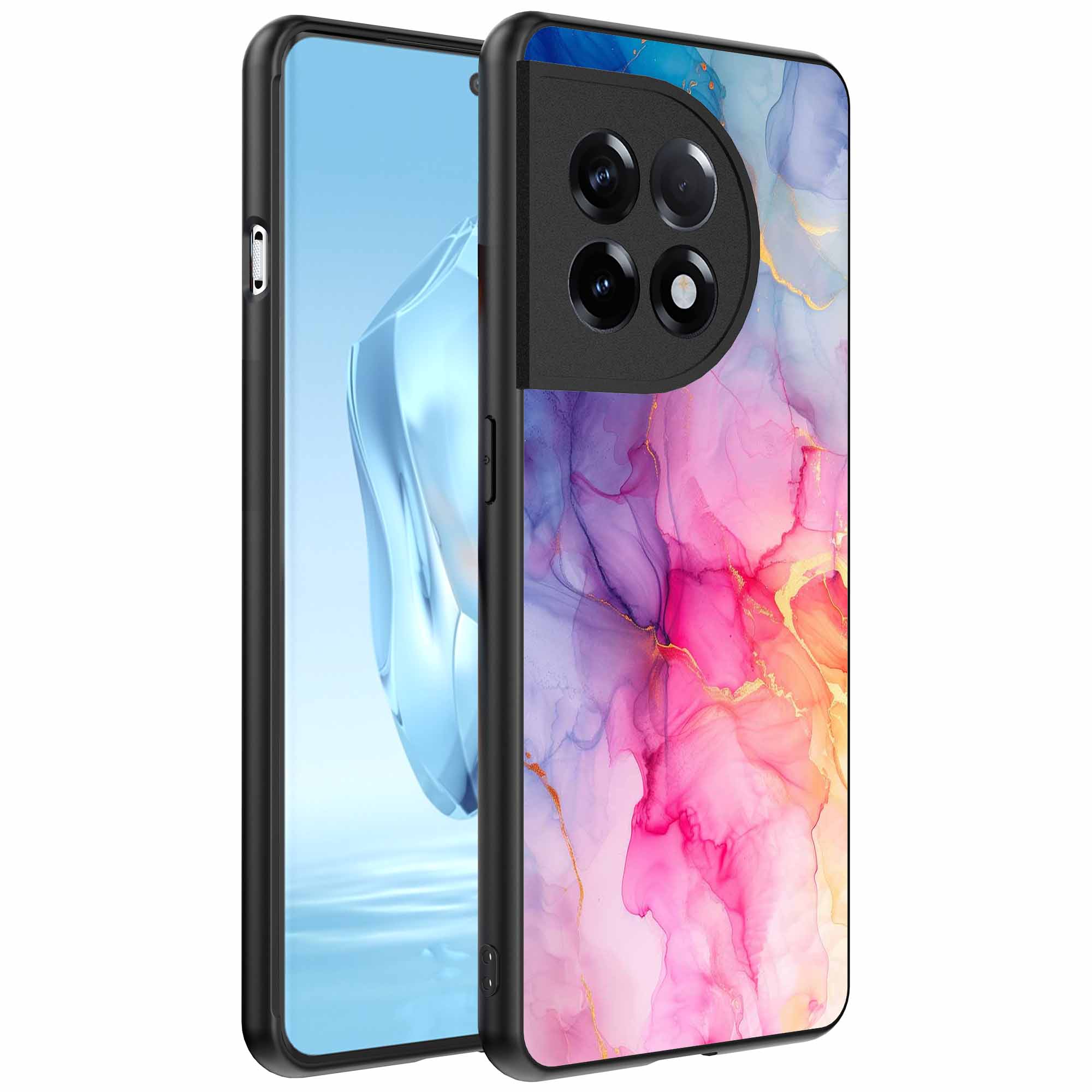 regenboog marmer opdruk_OnePlus 12 Telefoonhoesje (1)