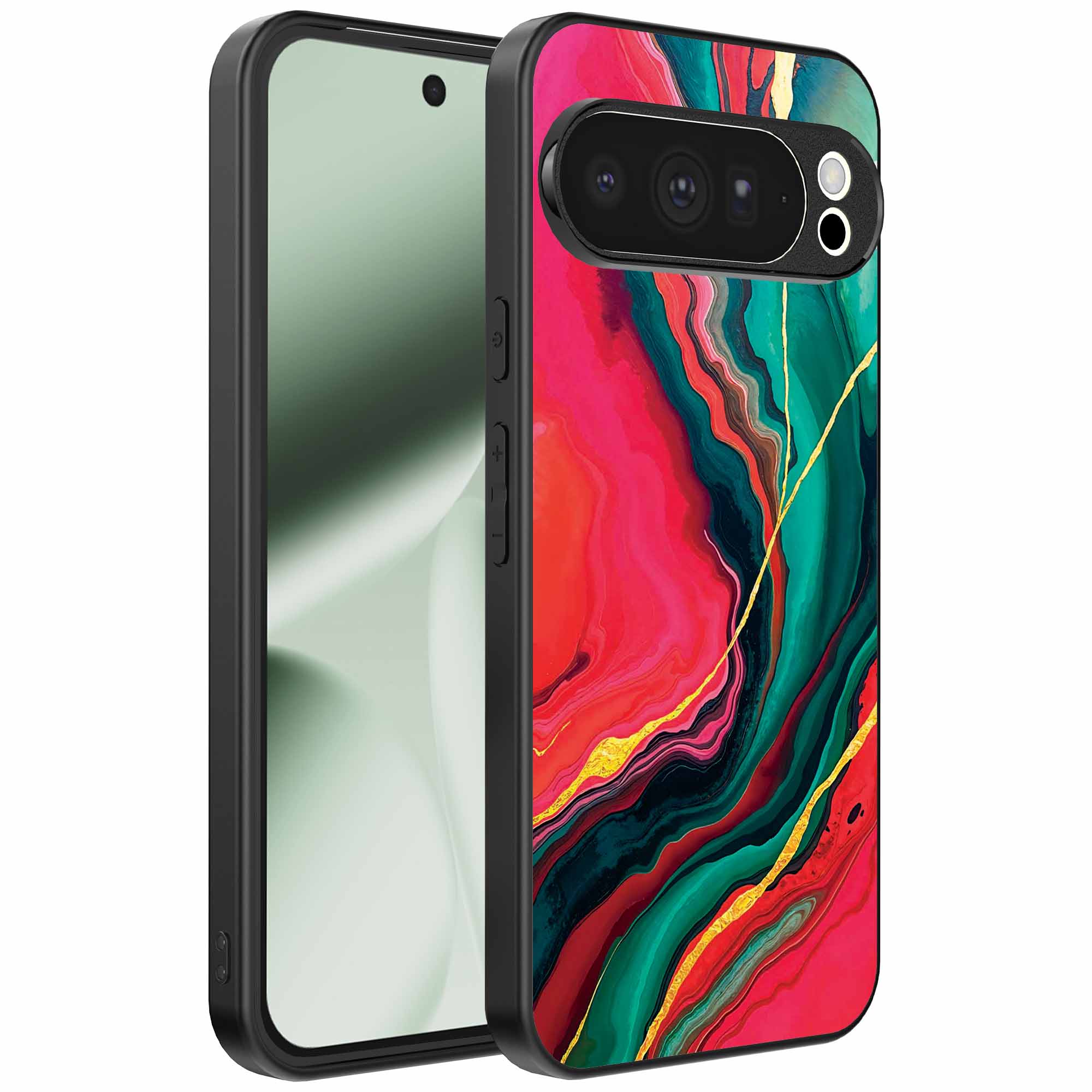 rood groen marmer opdruk_Google Pixel 10 Pro XL telefoonhoesje (1)