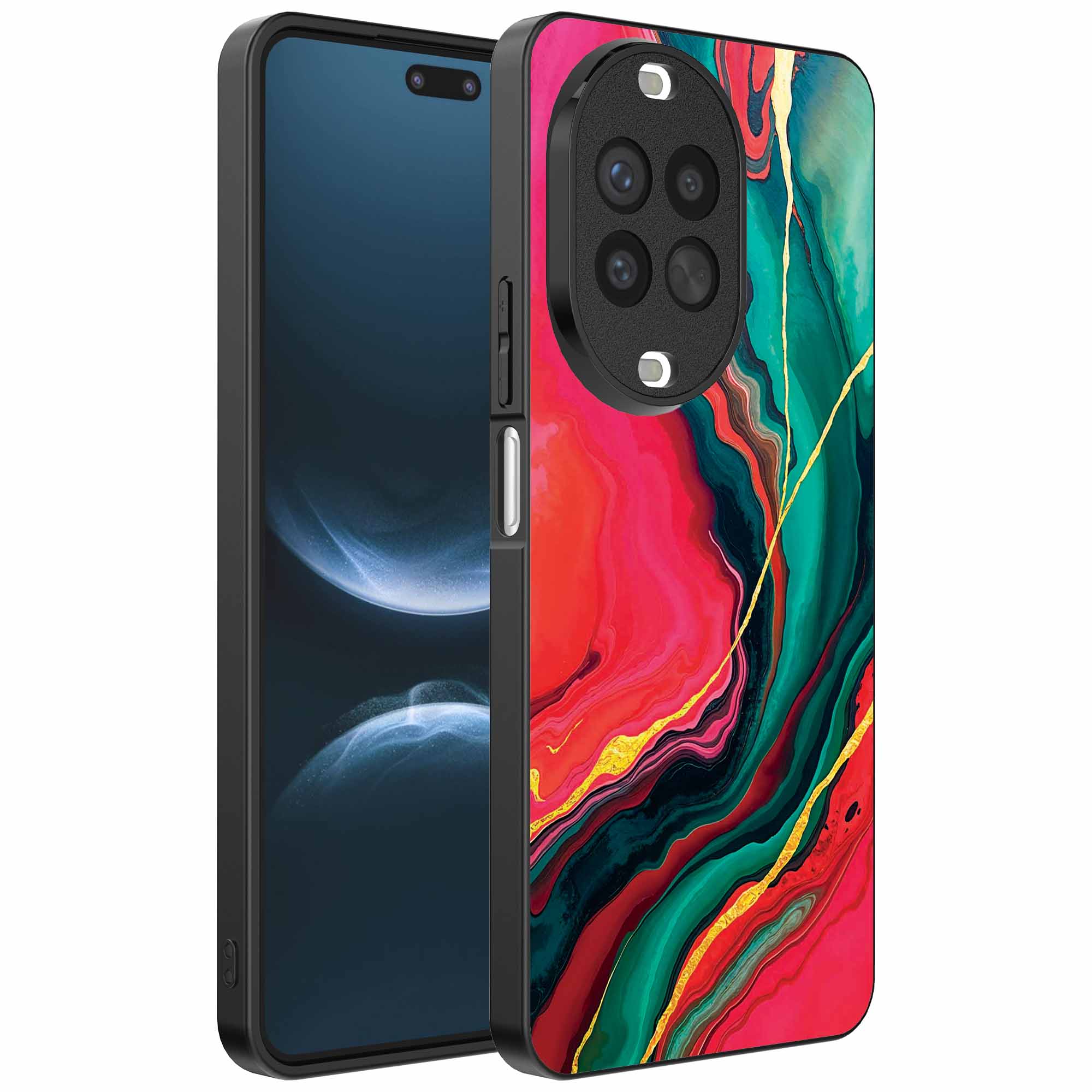 rood groen marmer opdruk_Huawei Nova 14 Pro telefoonhoesje (1)