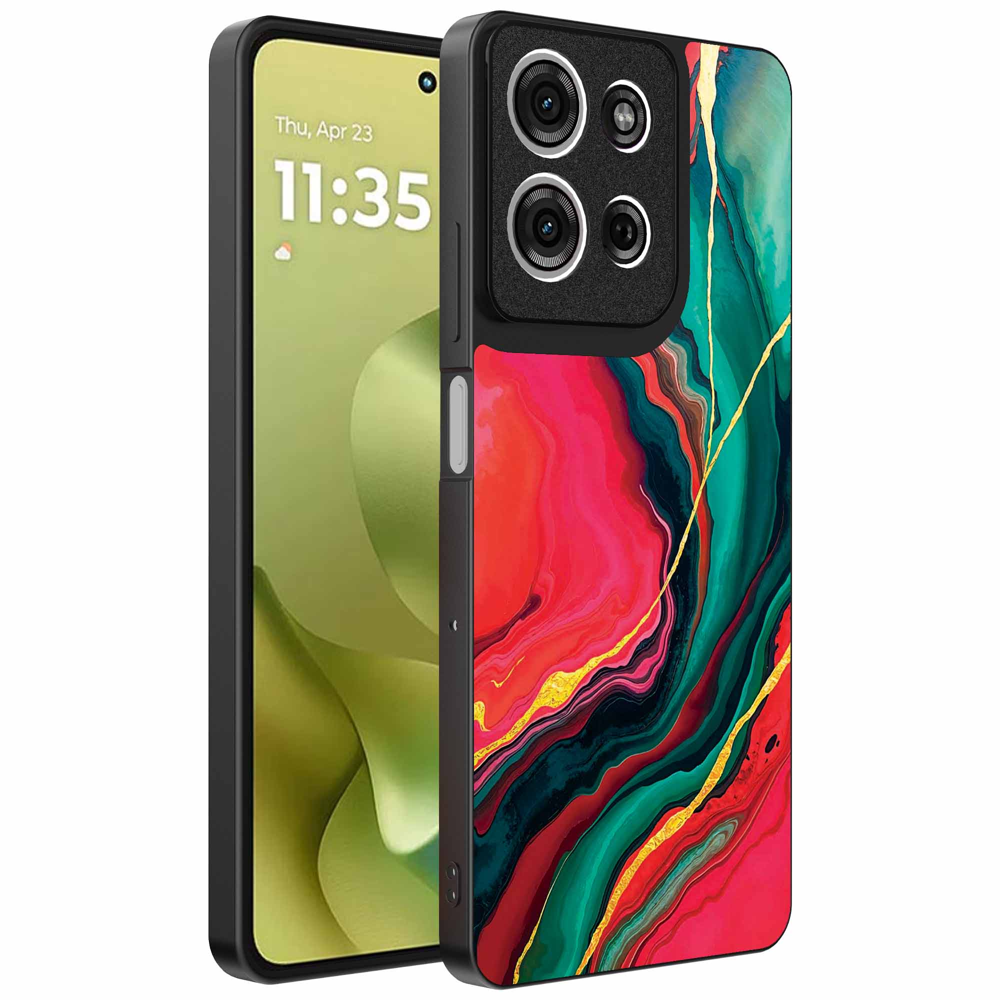 rood groen marmer opdruk_Motorola Moto G86 telefoonhoesje (1)