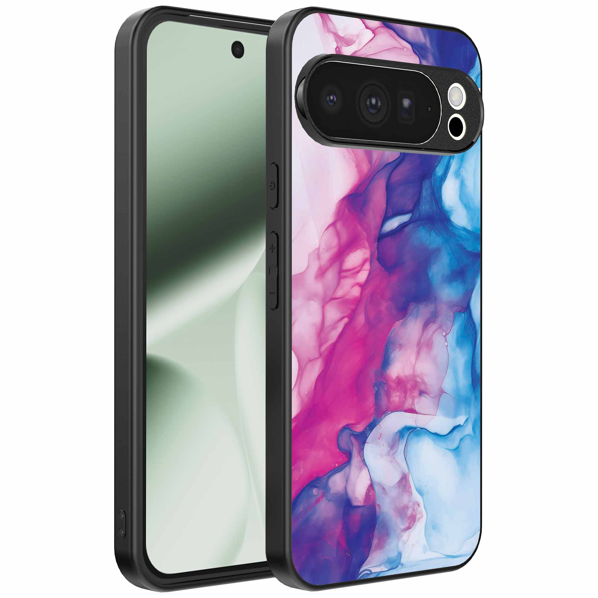 roze blauw marmer opdruk_Google Pixel 10 Pro XL telefoonhoesje (1)