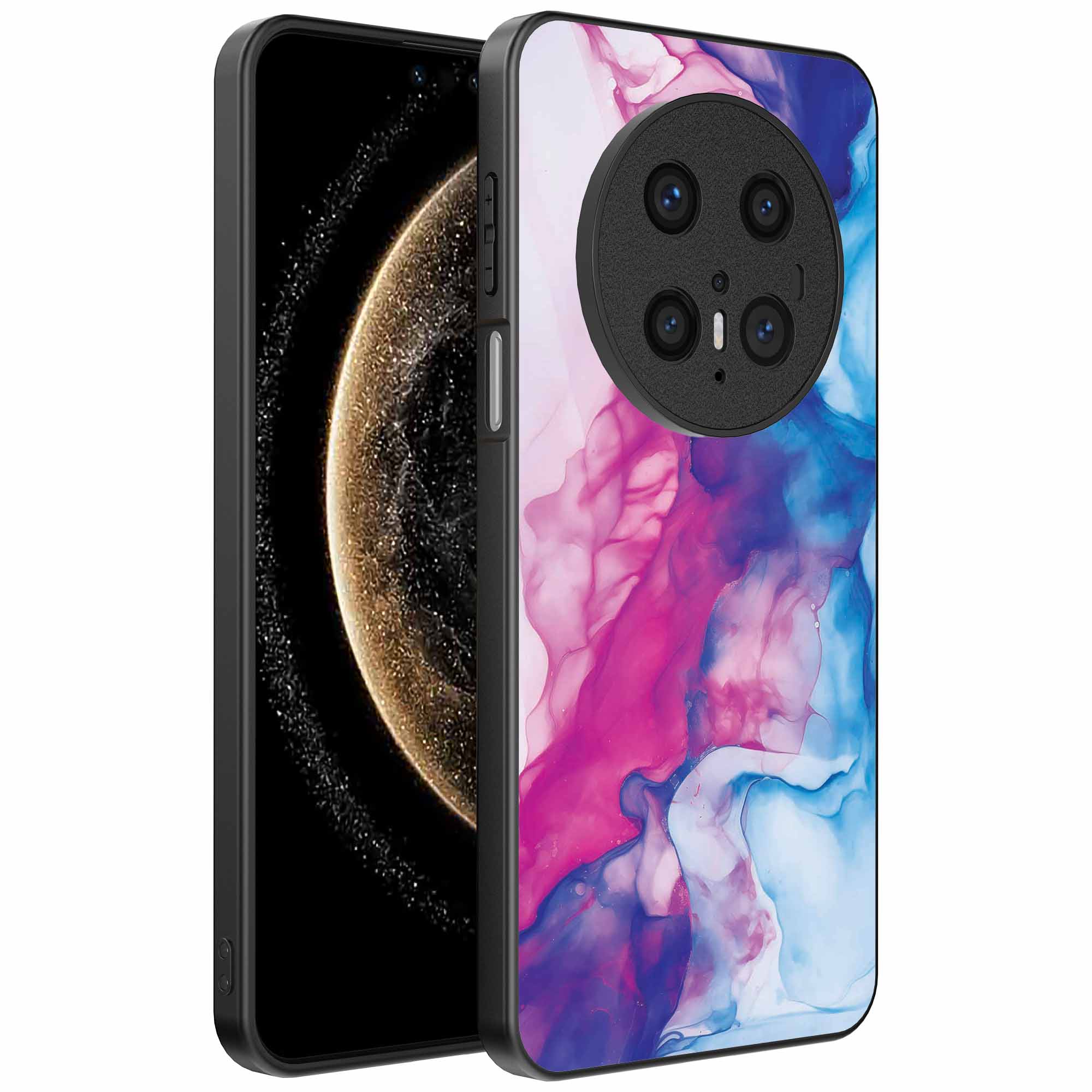 roze blauw marmer opdruk_Huawei Mate 70 telefoonhoesje (1)