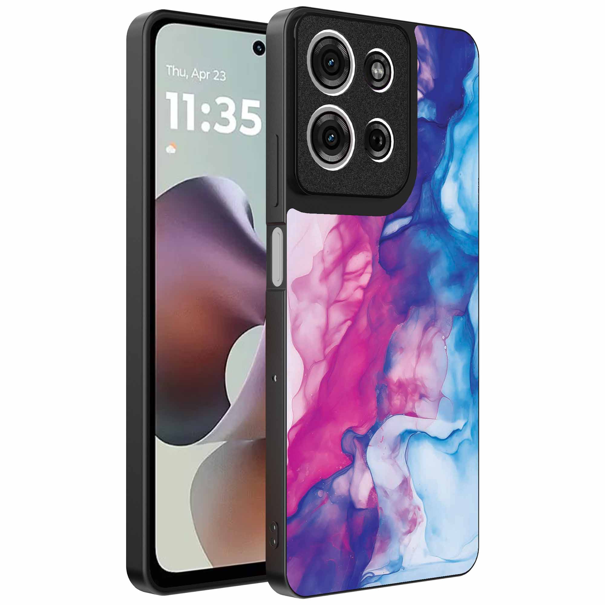 roze blauw marmer opdruk_Motorola Moto G56 telefoonhoesje (1)