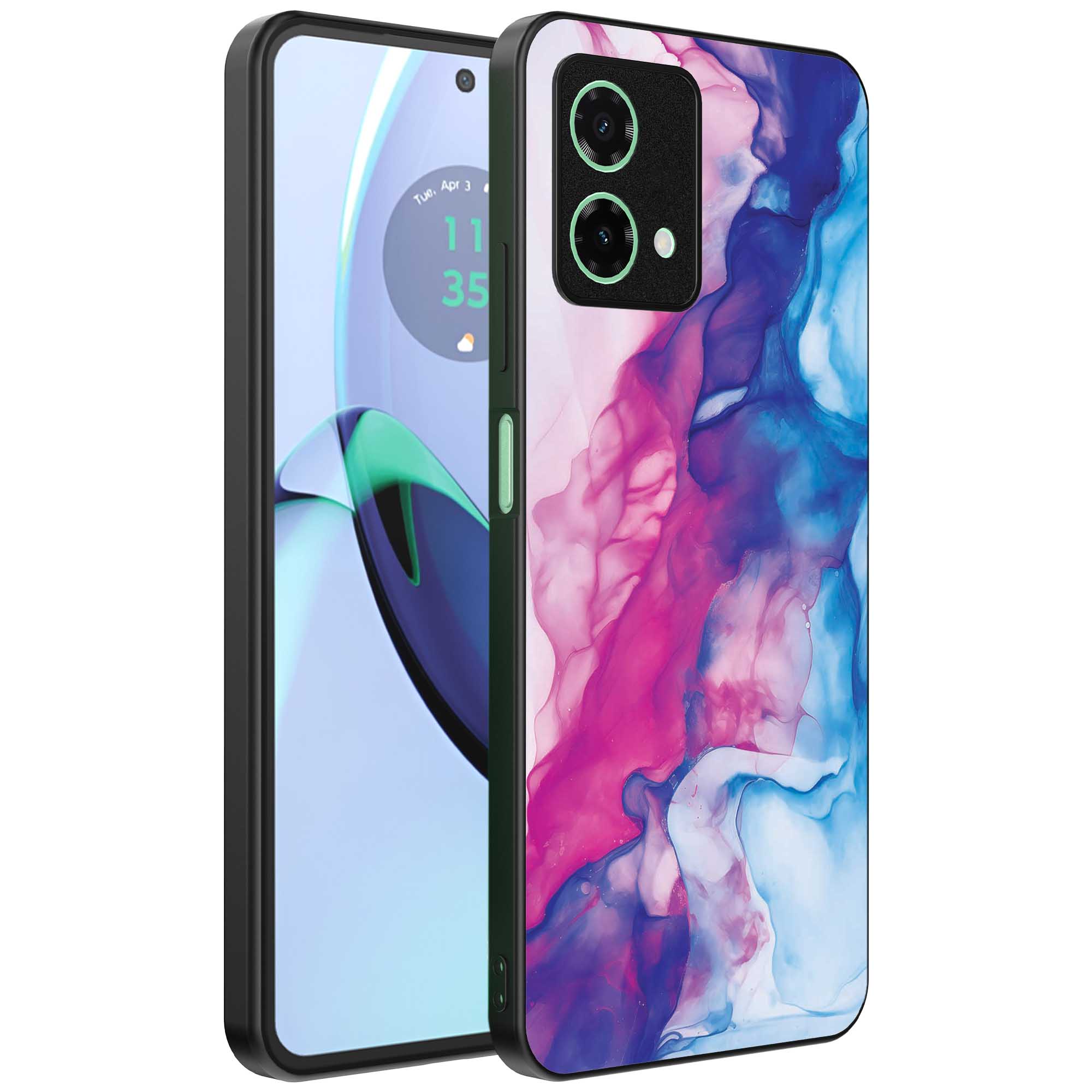 roze blauw marmer opdruk_Motorola Moto G84 telefoonhoesje (1)