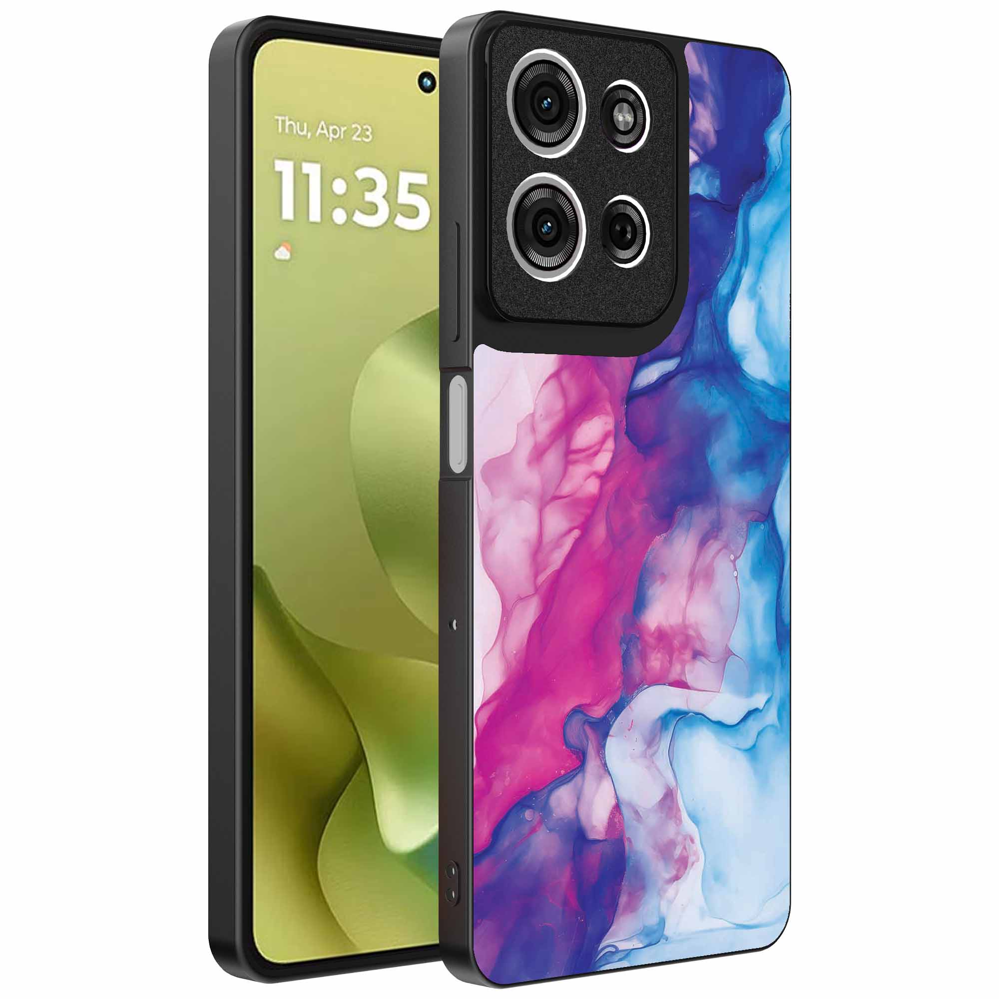 roze blauw marmer opdruk_Motorola Moto G86 telefoonhoesje (1)