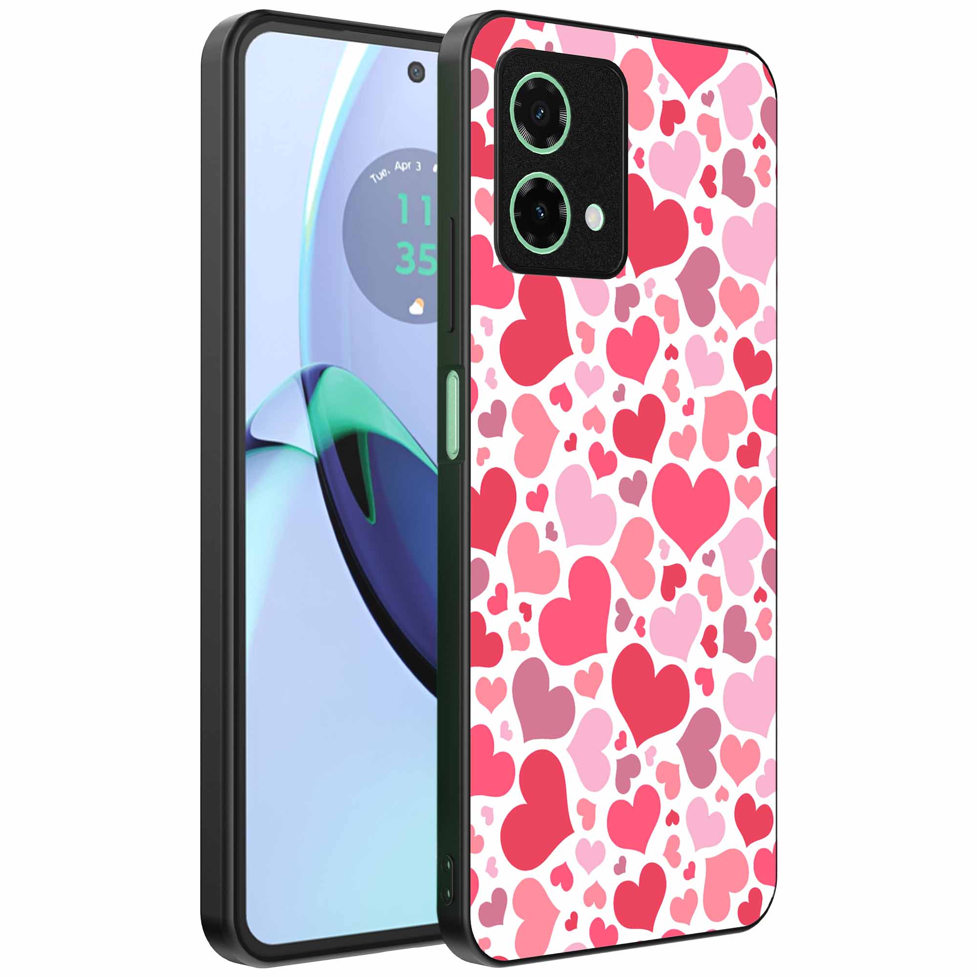 roze en rode hartjes opdruk_Motorola Moto G84 telefoonhoesje (1)