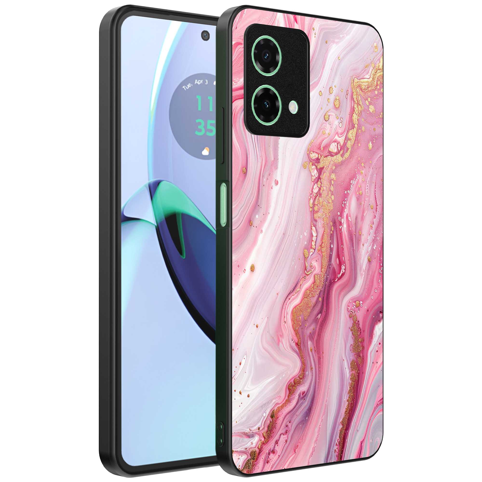 roze marmer opdruk_Motorola Moto G84 telefoonhoesje (1)