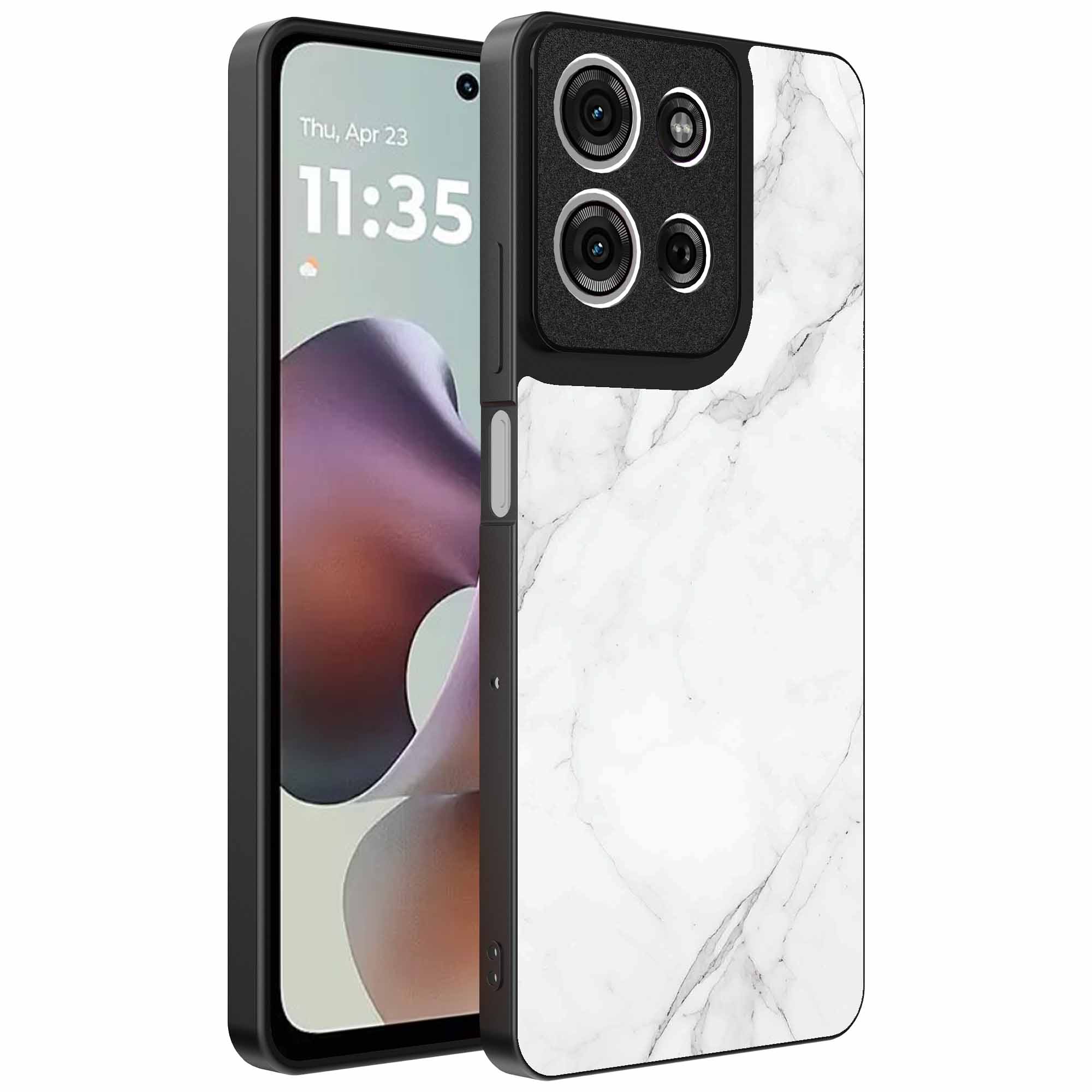 wit marmer opdruk_Motorola Moto G56 telefoonhoesje (1)