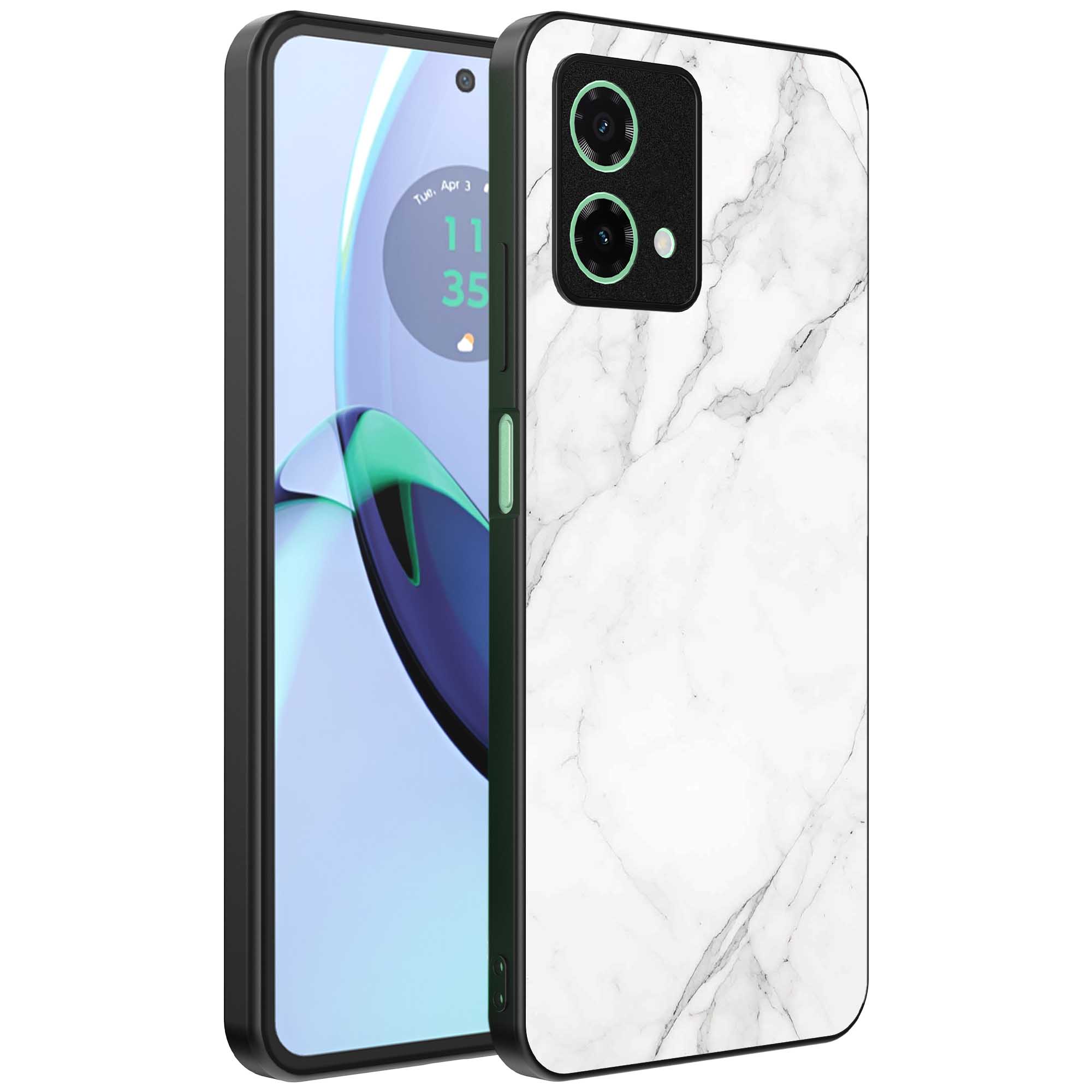 wit marmer opdruk_Motorola Moto G84 telefoonhoesje (1)