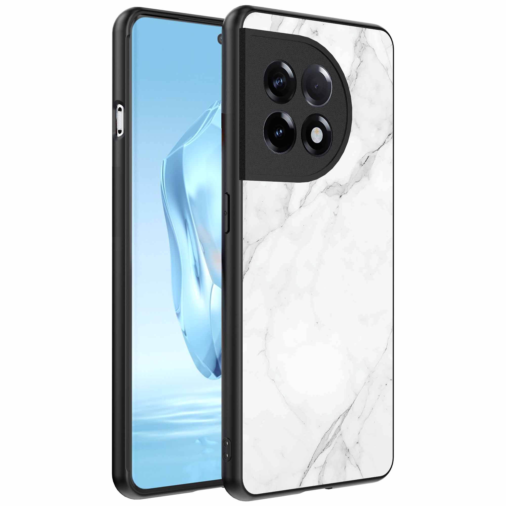 wit marmer opdruk_OnePlus 12 Telefoonhoesje (1)