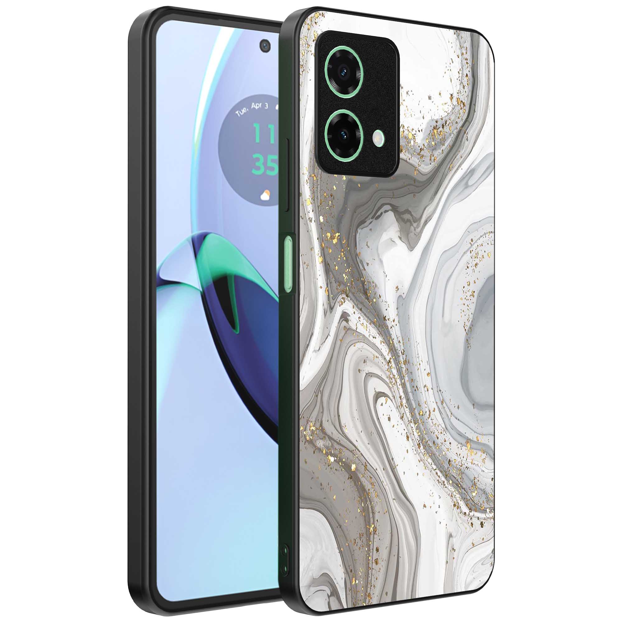 zilver marmer opdruk_Motorola Moto G84 telefoonhoesje (1)