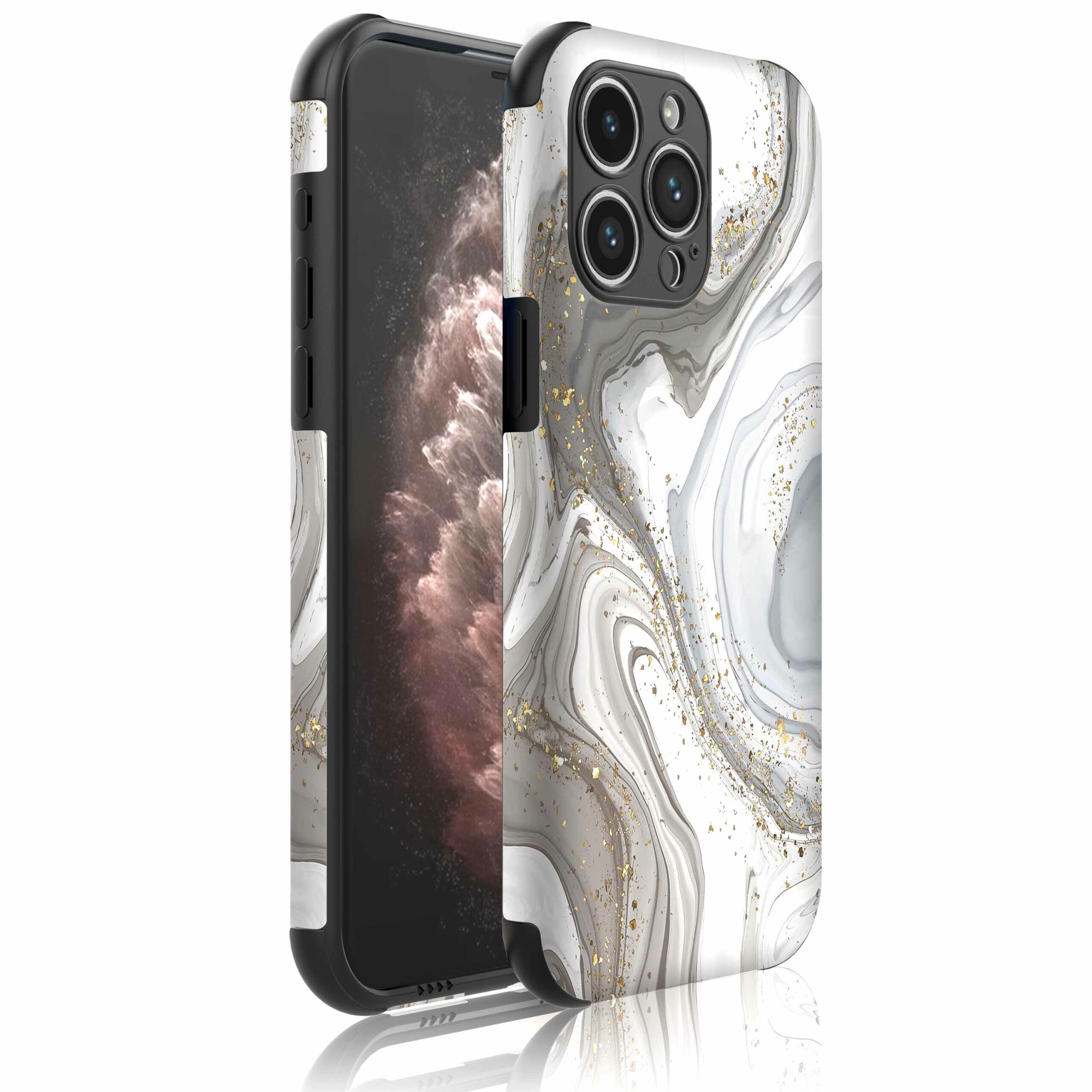 zilver marmer opdruk_Telefoonhoesje met bumper randjes iPhone 11 Pro Max (1)