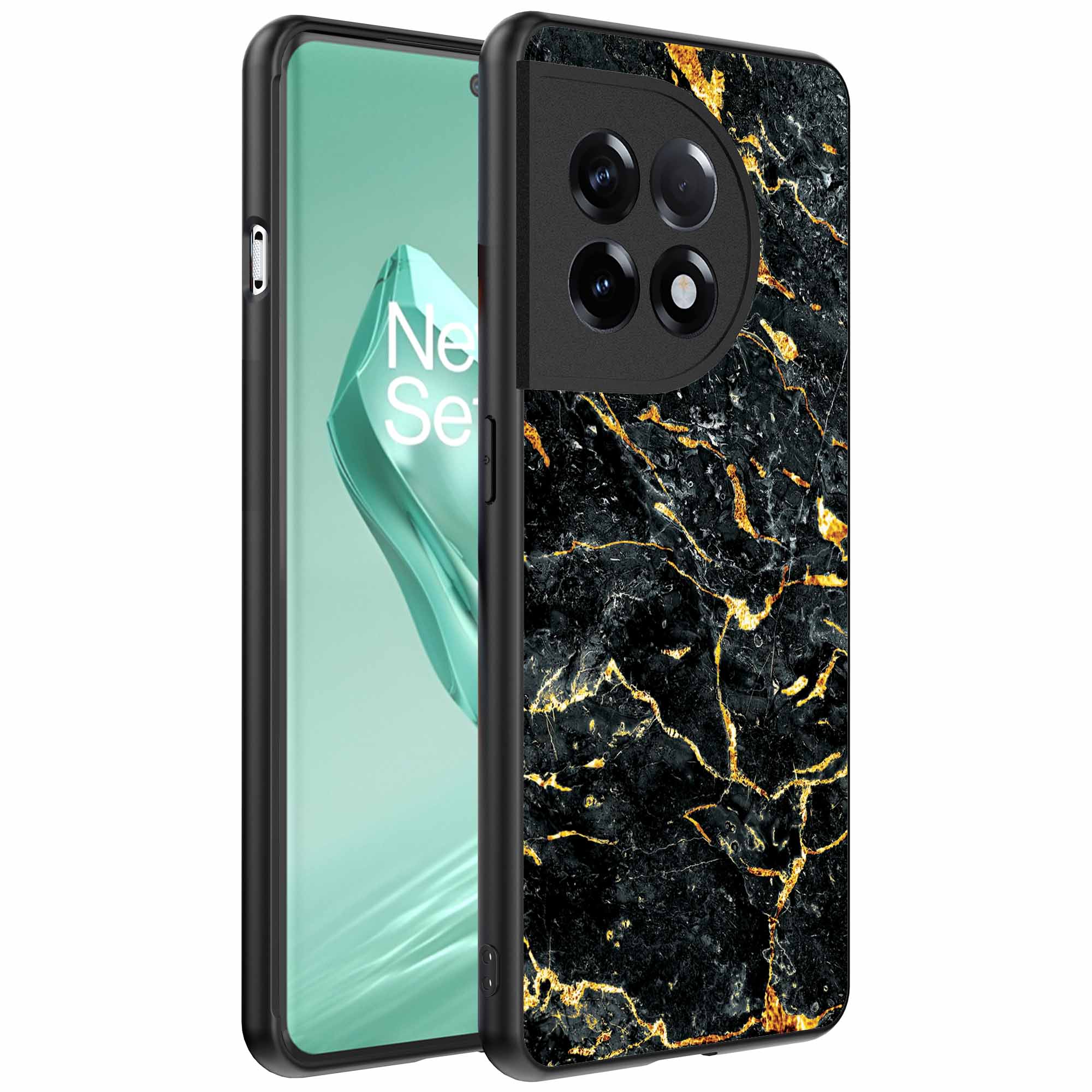 zwart goud marmer opdruk_OnePlus 12R Telefoonhoesje (1)