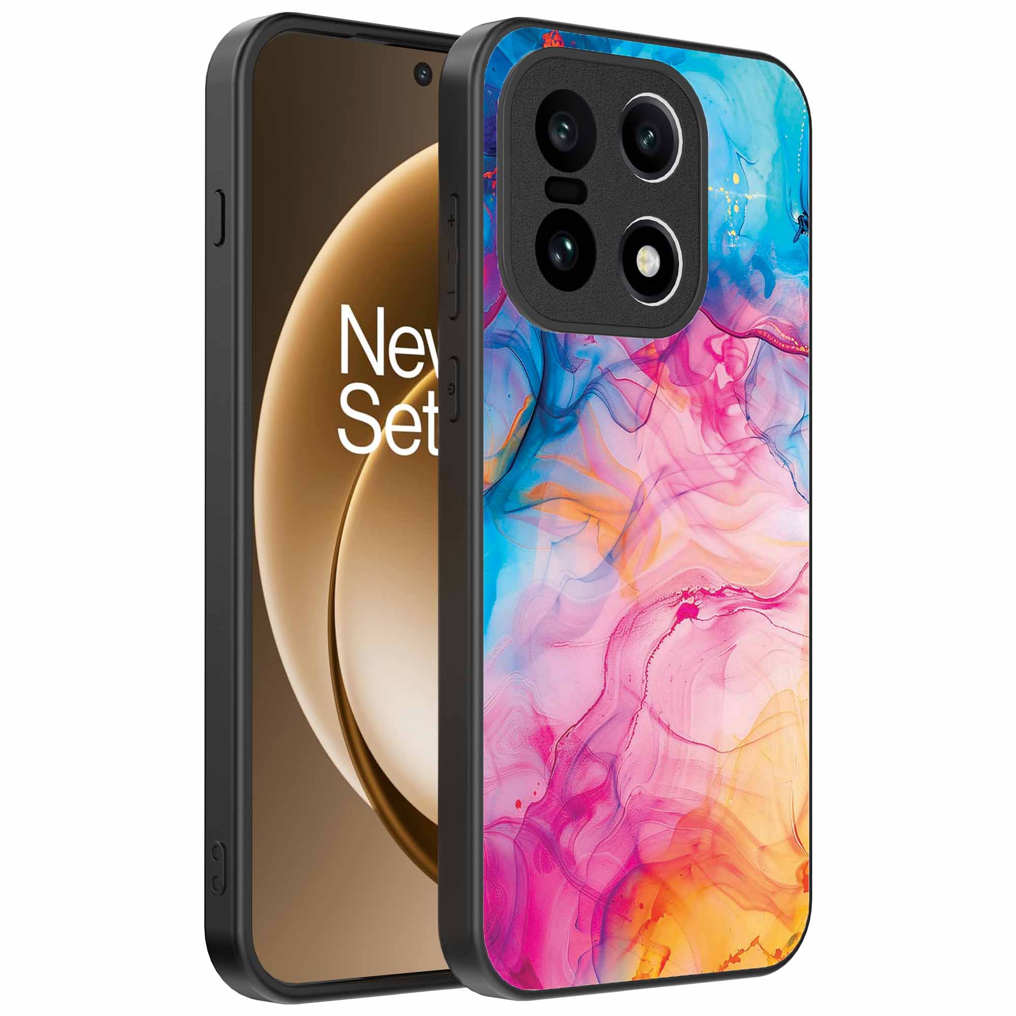 regenboog acryl marmer opdruk_OnePlus 15 Telefoonhoesje (1)
